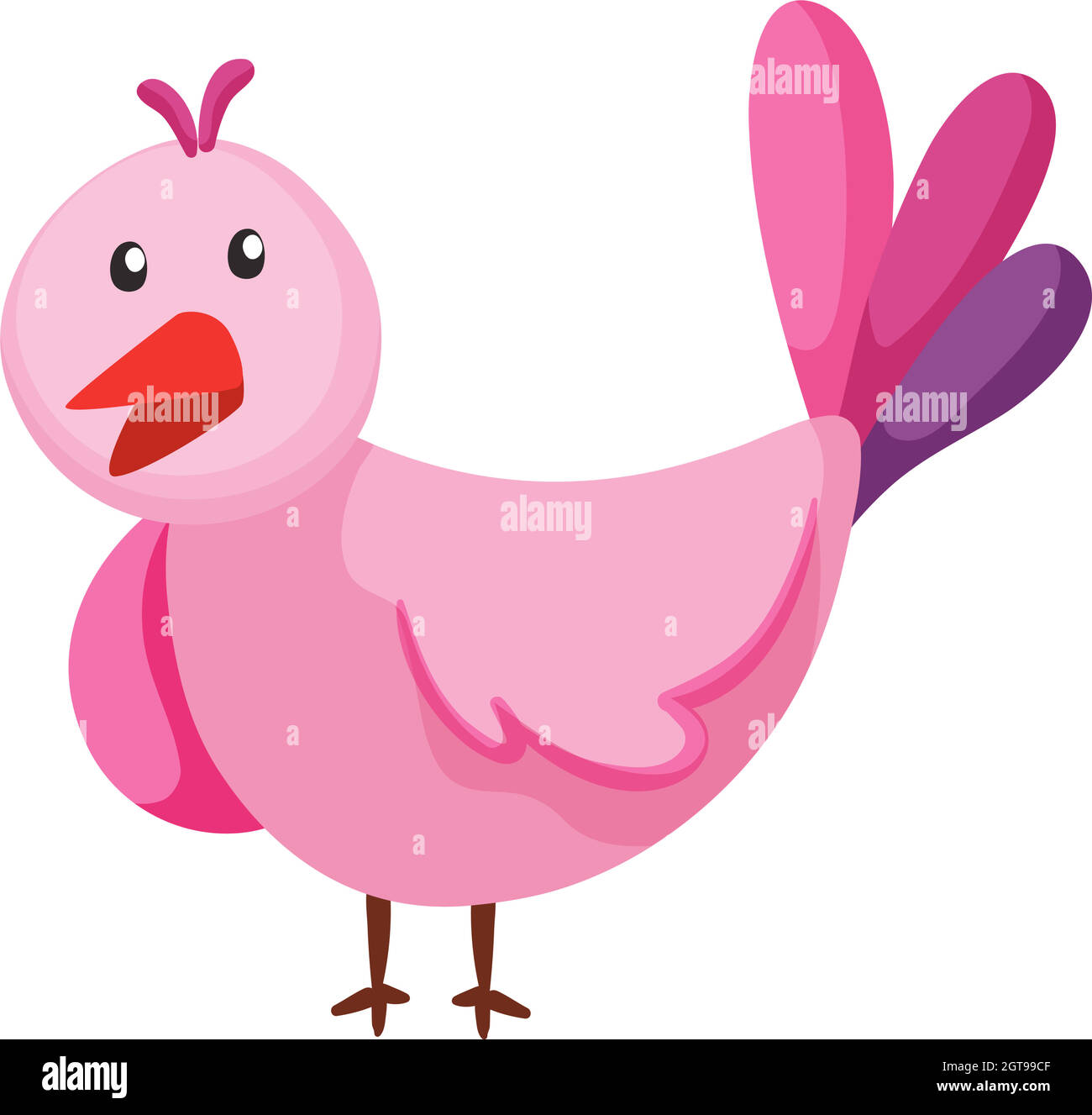 Petit oiseau à plumes roses Illustration de Vecteur