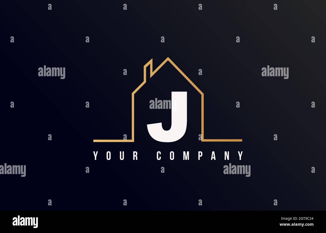 J House lettre lettre icône logo. Immobilier de maison pour entreprise et identité d'affaires avec contour de ligne d'une maison Illustration de Vecteur
