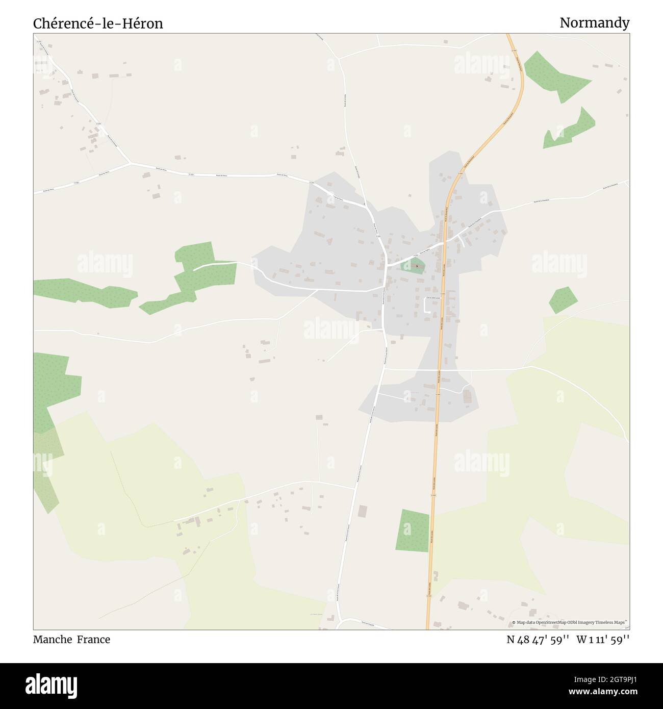 Chérencé-le-Héron, Manche, France, Normandie, N 48 47' 59'', W 1 11' 59'', carte, carte intemporelle publiée en 2021.Les voyageurs, les explorateurs et les aventuriers comme Florence Nightingale, David Livingstone, Ernest Shackleton, Lewis et Clark et Sherlock Holmes se sont appuyés sur des cartes pour planifier leurs voyages dans les coins les plus reculés du monde. Timeless Maps dresse la carte de la plupart des sites du monde, montrant ainsi la réalisation de grands rêves Banque D'Images