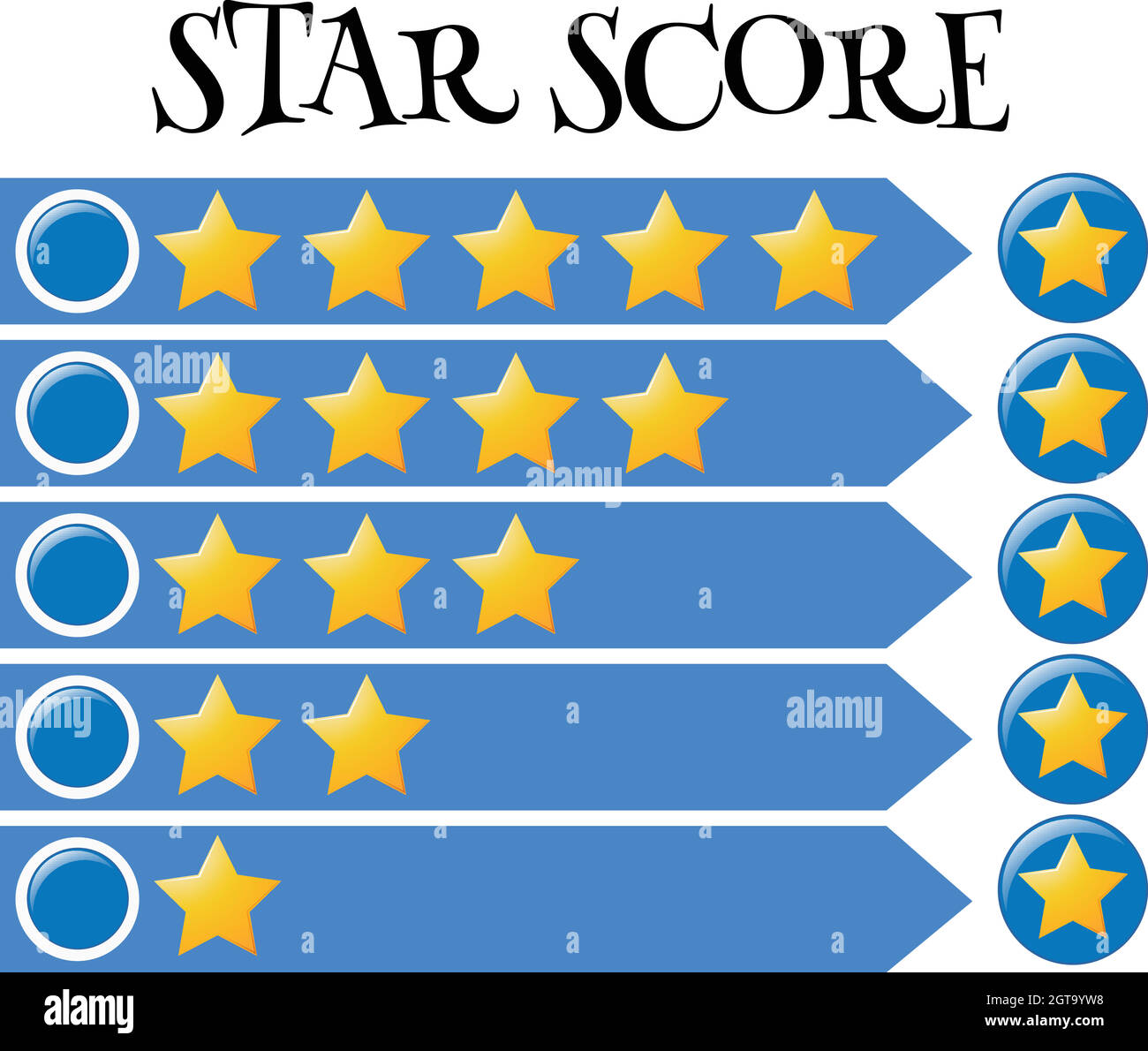 Barre de scores avec des étoiles sur la bannière bleue Illustration de Vecteur