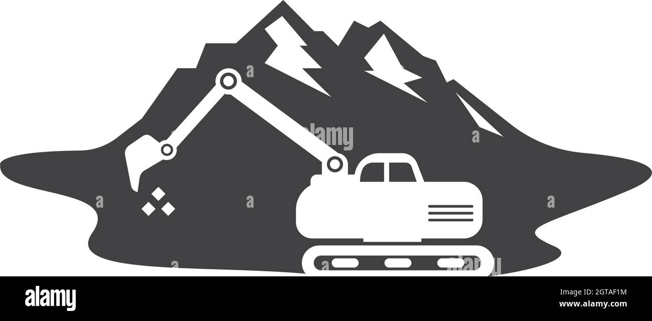conception vectorielle du logo représentant une icône de montagne pour pelle hydraulique Illustration de Vecteur