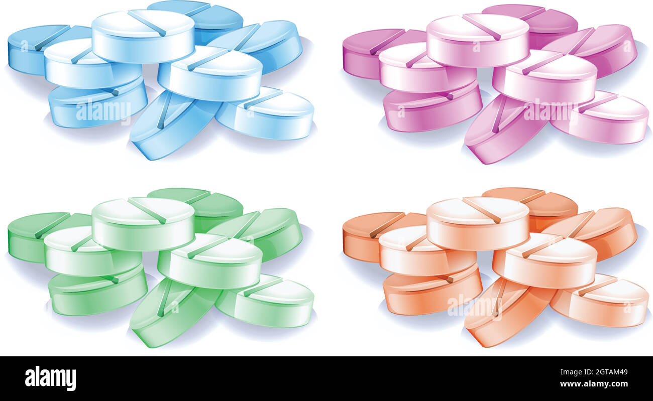 Pilules colorées Illustration de Vecteur