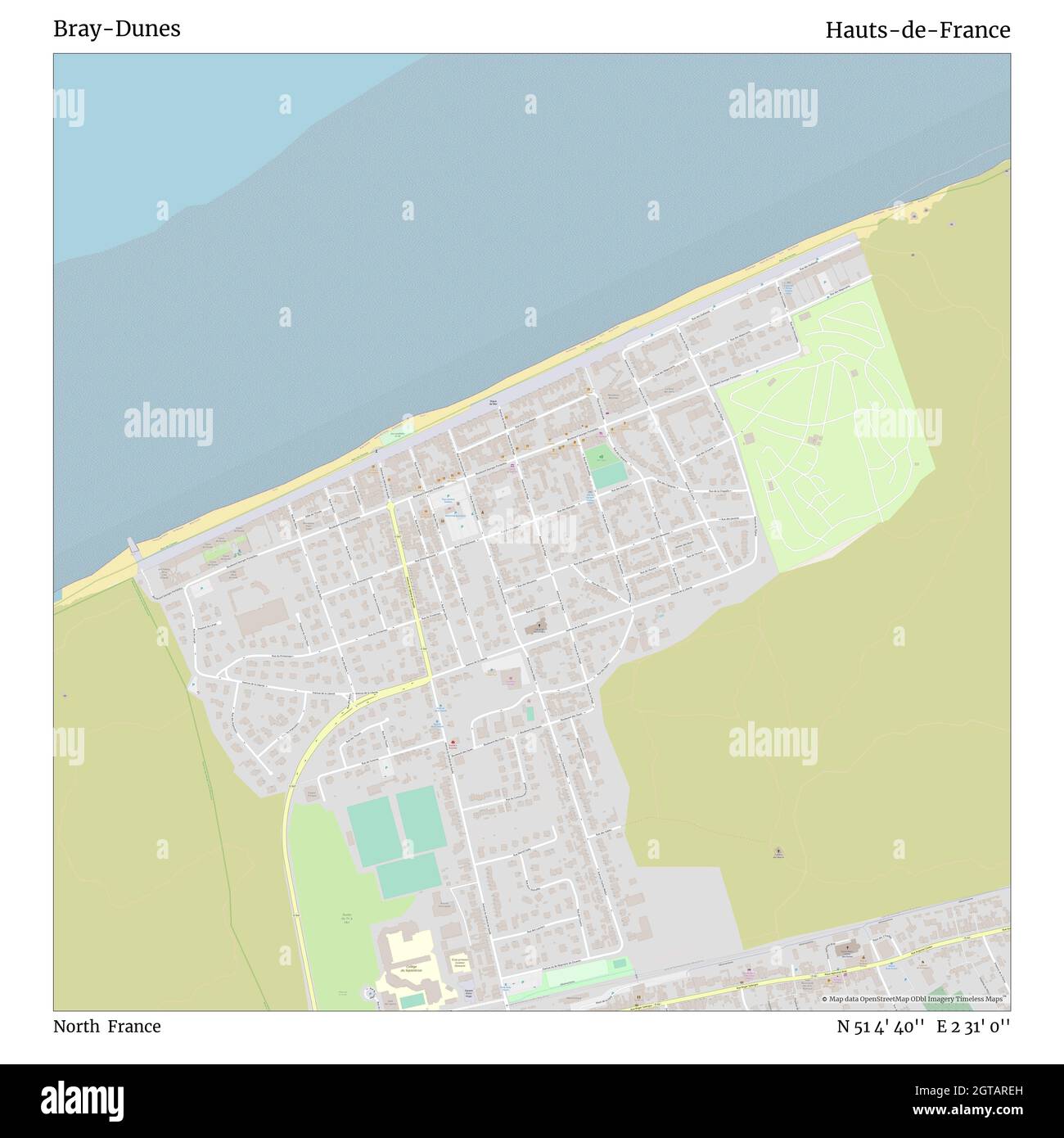 Bray-Dunes, Nord, France, hauts-de-France, N 51 4' 40'', E 2 31' 0'', carte, carte intemporelle publiée en 2021.Les voyageurs, les explorateurs et les aventuriers comme Florence Nightingale, David Livingstone, Ernest Shackleton, Lewis et Clark et Sherlock Holmes se sont appuyés sur des cartes pour planifier leurs voyages dans les coins les plus reculés du monde. Timeless Maps dresse la carte de la plupart des sites du monde, montrant ainsi la réalisation de grands rêves Banque D'Images