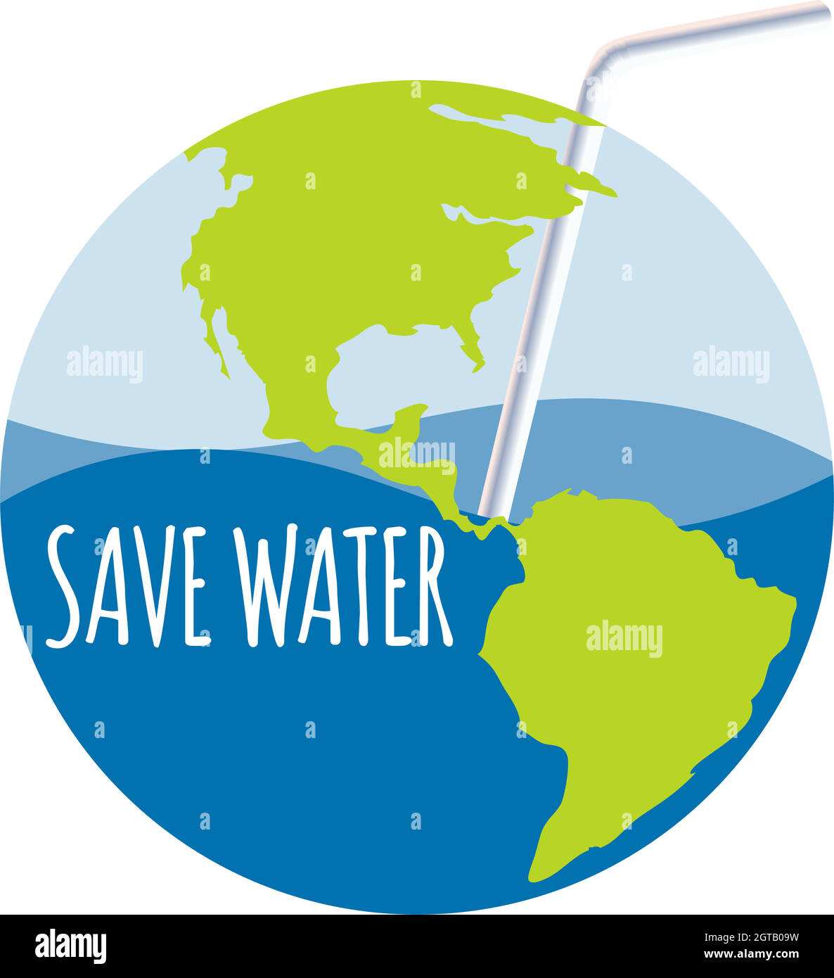 Économisez de l'eau avec la paille Illustration de Vecteur