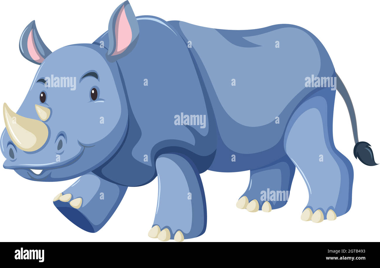Joli bébé rhinocéros fond blanc Illustration de Vecteur