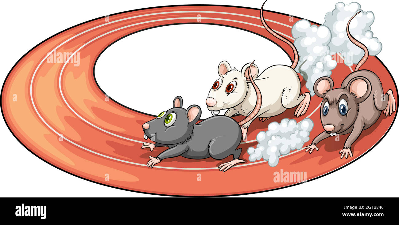 Trois rats en course Illustration de Vecteur
