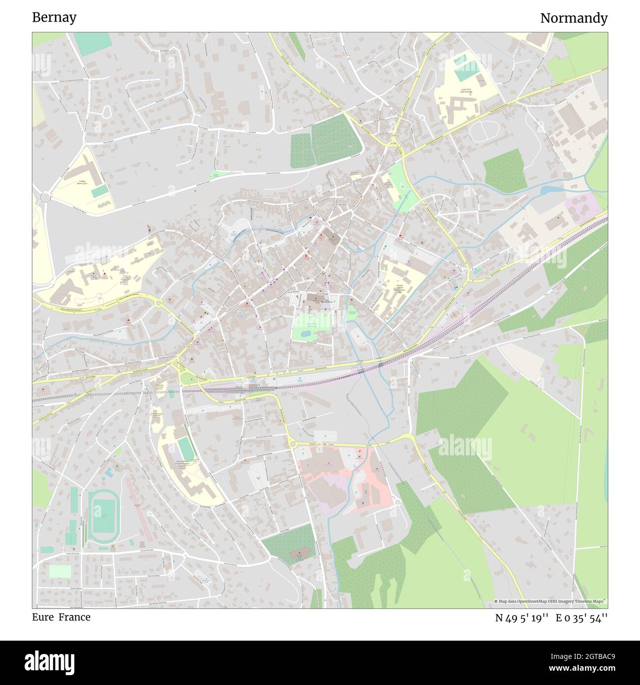 Bernay, Eure, France, Normandie, N 49 5' 19'', E 0 35' 54'', carte, carte intemporelle publiée en 2021.Les voyageurs, les explorateurs et les aventuriers comme Florence Nightingale, David Livingstone, Ernest Shackleton, Lewis et Clark et Sherlock Holmes se sont appuyés sur des cartes pour planifier leurs voyages dans les coins les plus reculés du monde. Timeless Maps dresse la carte de la plupart des sites du monde, montrant ainsi la réalisation de grands rêves Banque D'Images