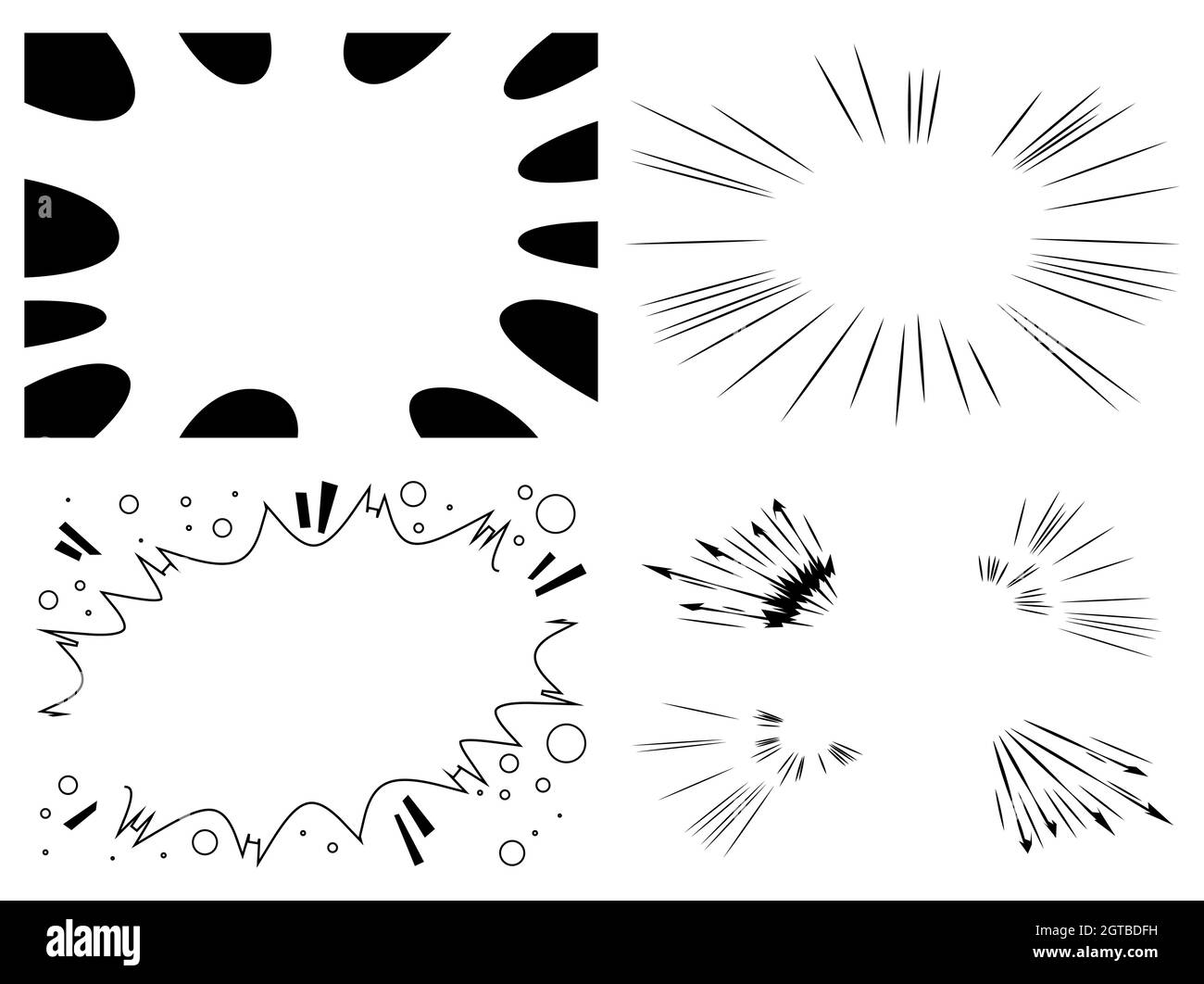 Ensemble d'éléments d'arrière-plan de style bande dessinée noire simple Illustration de Vecteur