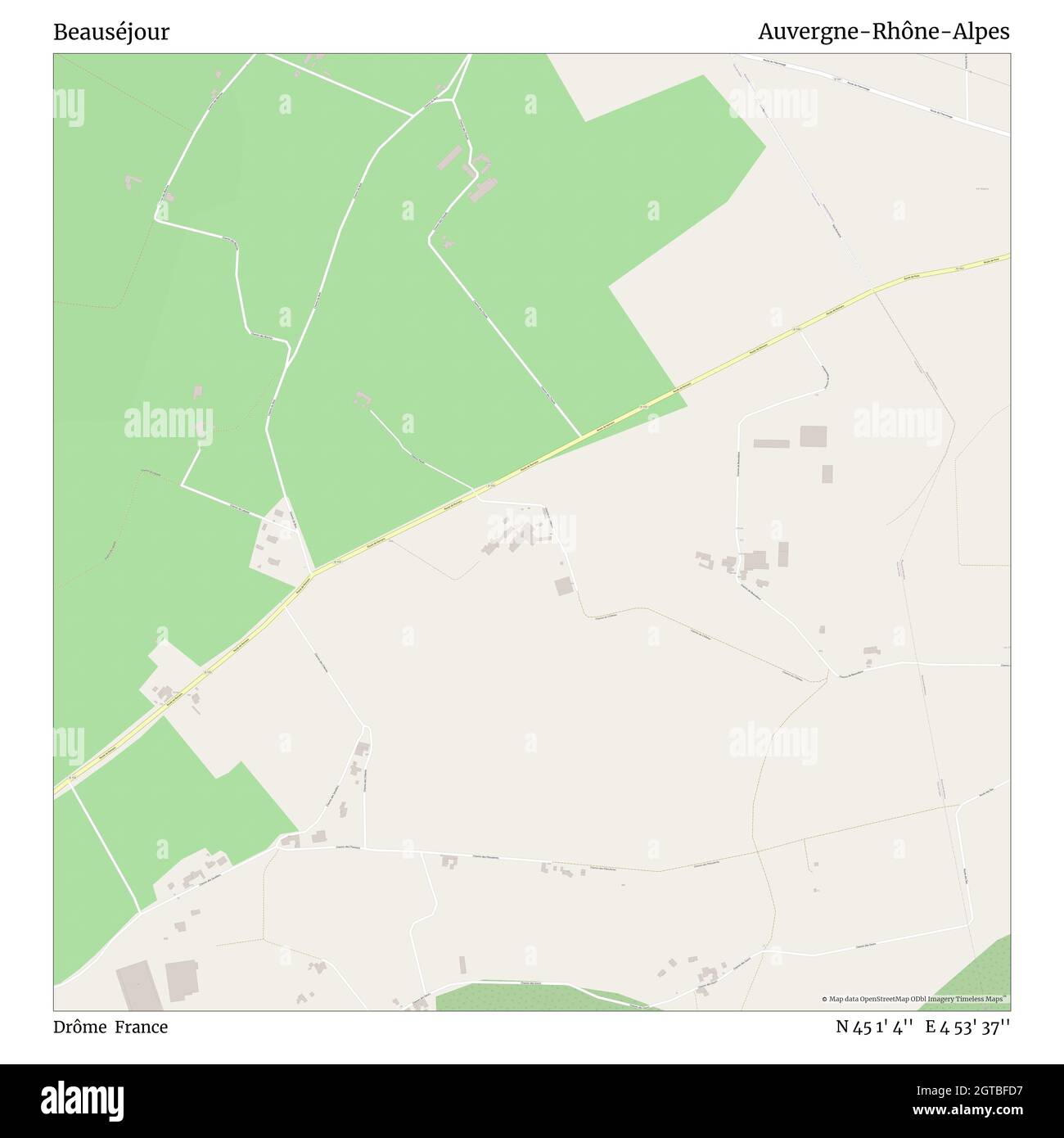 Beauséjour, Drôme, France, Auvergne-Rhône-Alpes, N 45 1' 4'', E 4 53' 37'', carte, carte intemporelle publiée en 2021.Les voyageurs, les explorateurs et les aventuriers comme Florence Nightingale, David Livingstone, Ernest Shackleton, Lewis et Clark et Sherlock Holmes se sont appuyés sur des cartes pour planifier leurs voyages dans les coins les plus reculés du monde. Timeless Maps dresse la carte de la plupart des sites du monde, montrant ainsi la réalisation de grands rêves Banque D'Images