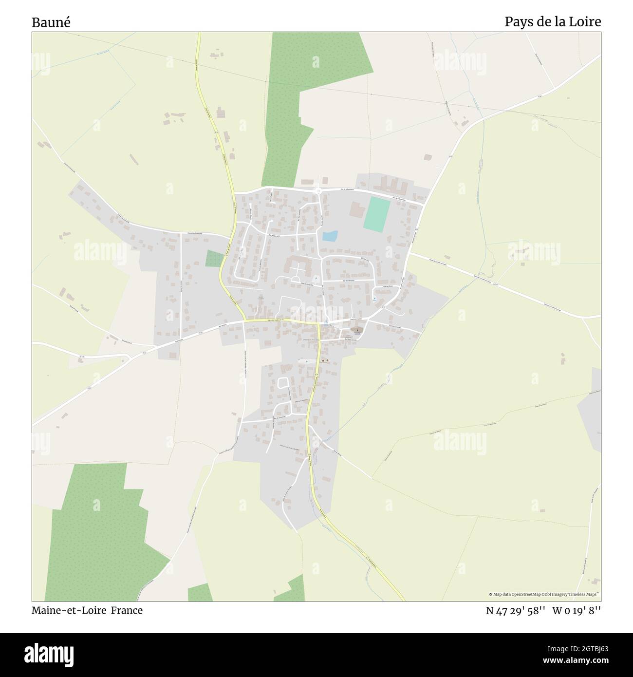 Bauné, Maine-et-Loire, France, pays de la Loire, N 47 29' 58'', W 0 19' 8'', carte, carte intemporelle publiée en 2021.Les voyageurs, les explorateurs et les aventuriers comme Florence Nightingale, David Livingstone, Ernest Shackleton, Lewis et Clark et Sherlock Holmes se sont appuyés sur des cartes pour planifier leurs voyages dans les coins les plus reculés du monde. Timeless Maps dresse la carte de la plupart des sites du monde, montrant ainsi la réalisation de grands rêves Banque D'Images