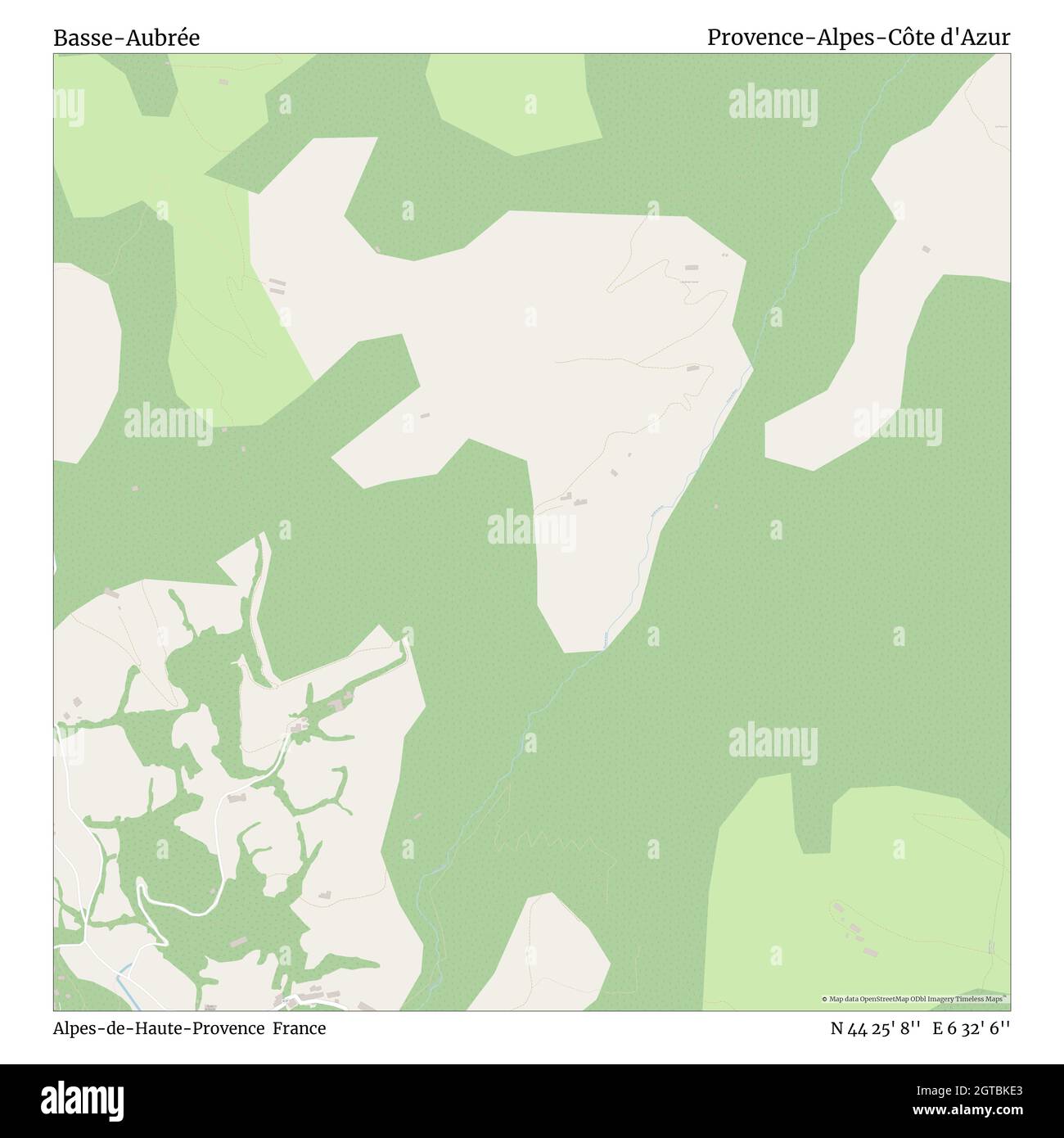 Basse-Aubrée, Alpes-de-haute-Provence, France, Provence-Alpes-Côte d'Azur, N 44 25' 8'', E 6 32' 6'', carte, carte intemporelle publiée en 2021.Les voyageurs, les explorateurs et les aventuriers comme Florence Nightingale, David Livingstone, Ernest Shackleton, Lewis et Clark et Sherlock Holmes se sont appuyés sur des cartes pour planifier leurs voyages dans les coins les plus reculés du monde. Timeless Maps dresse la carte de la plupart des sites du monde, montrant ainsi la réalisation de grands rêves Banque D'Images