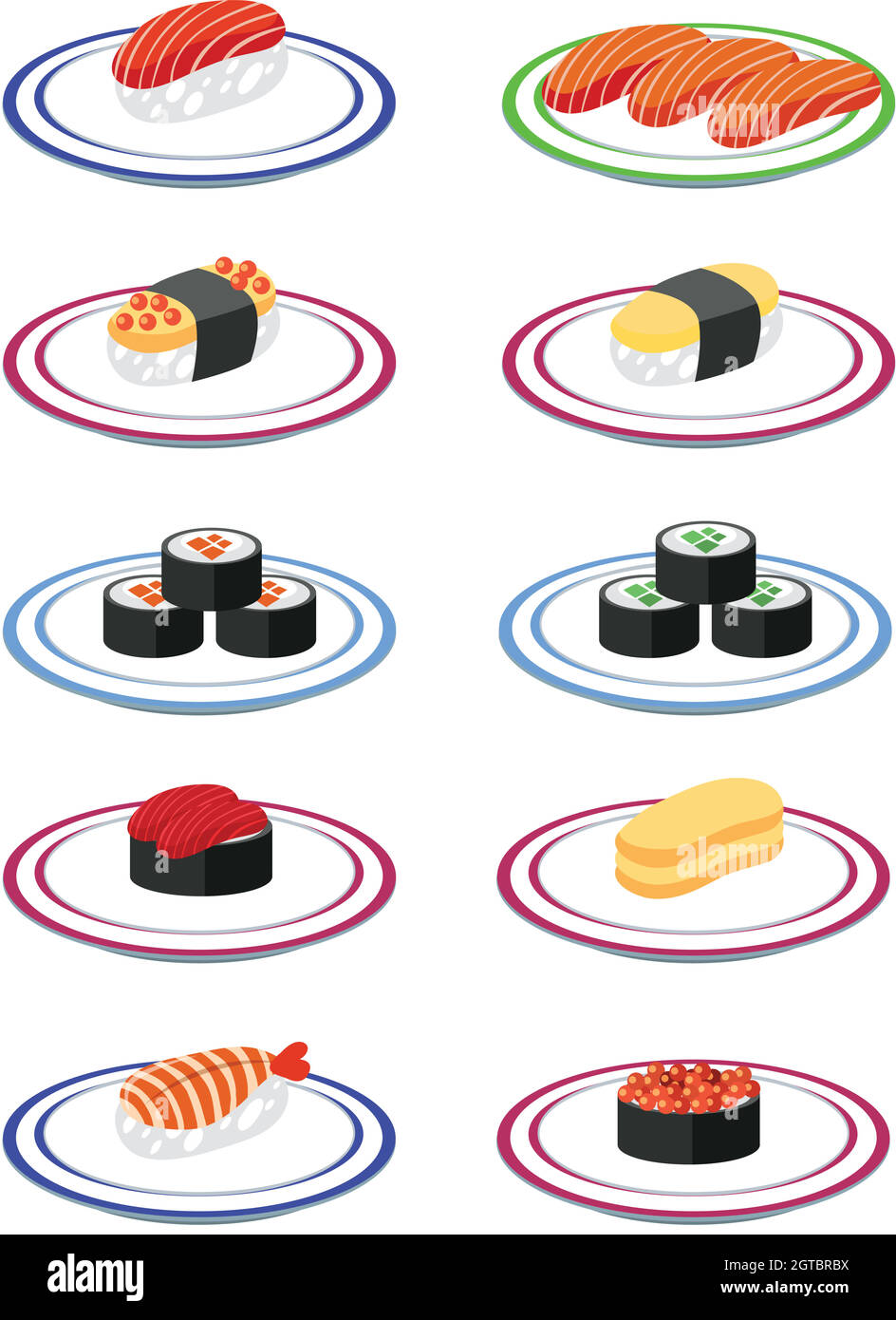 Un ensemble de sushis japonais Illustration de Vecteur