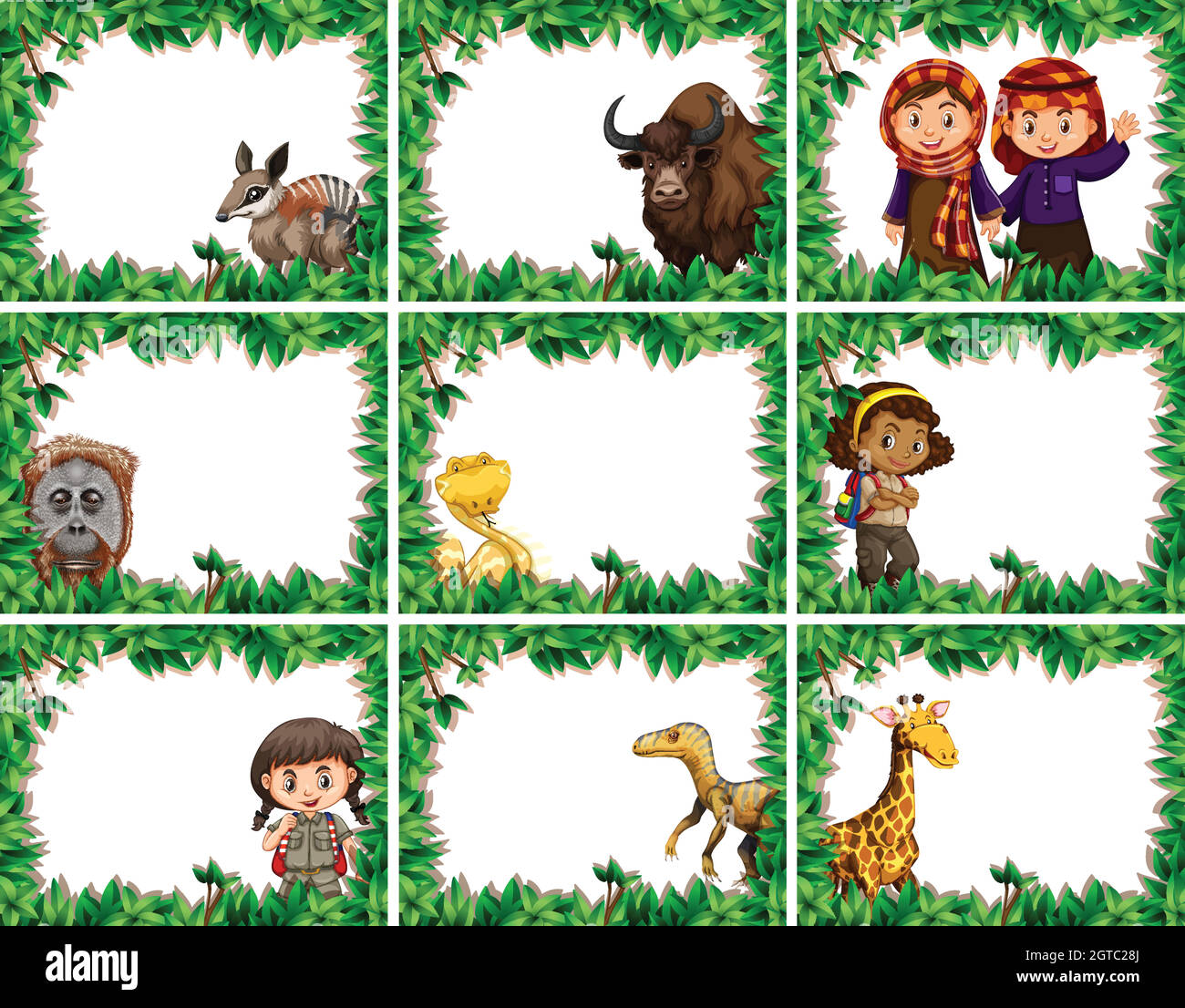 Ensemble de cadre nature Illustration de Vecteur