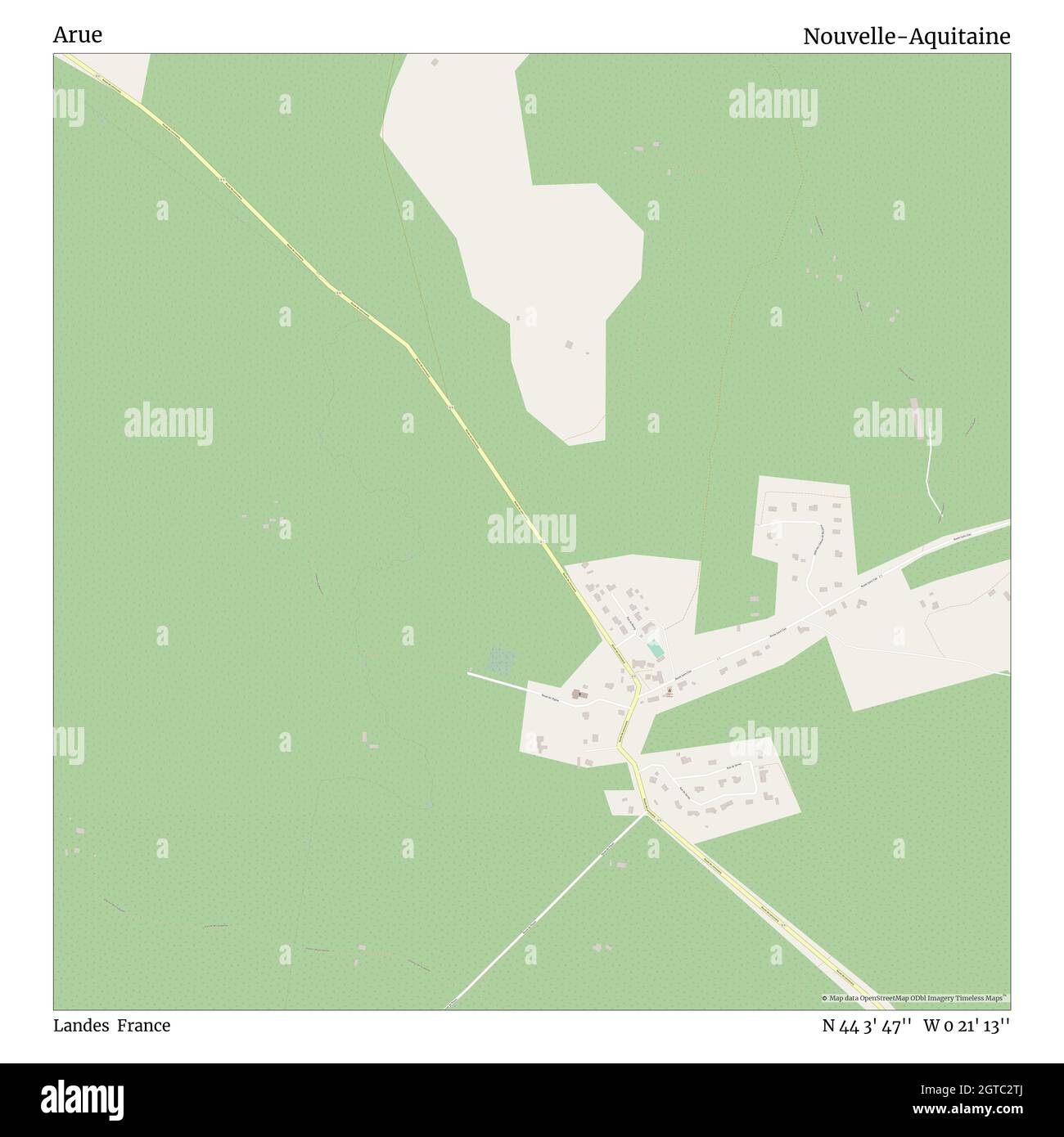 Arue, Landes, France, Nouvelle-Aquitaine, N 44 3' 47'', W 0 21' 13'', carte, Timeless carte publiée en 2021.Les voyageurs, les explorateurs et les aventuriers comme Florence Nightingale, David Livingstone, Ernest Shackleton, Lewis et Clark et Sherlock Holmes se sont appuyés sur des cartes pour planifier leurs voyages dans les coins les plus reculés du monde. Timeless Maps dresse la carte de la plupart des sites du monde, montrant ainsi la réalisation de grands rêves Banque D'Images