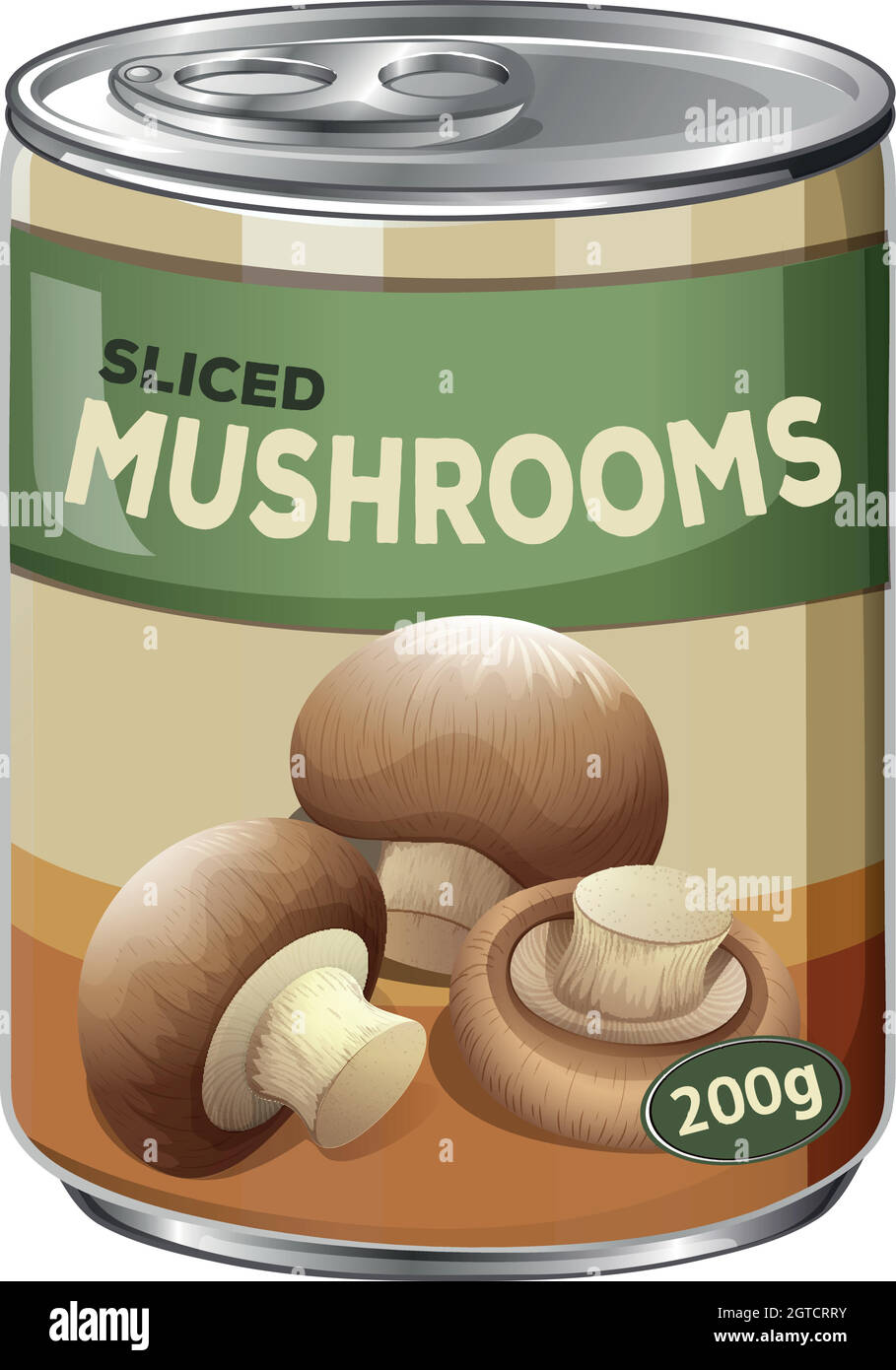 Une tranché de champignons dans une boite sur fond blanc Illustration de Vecteur