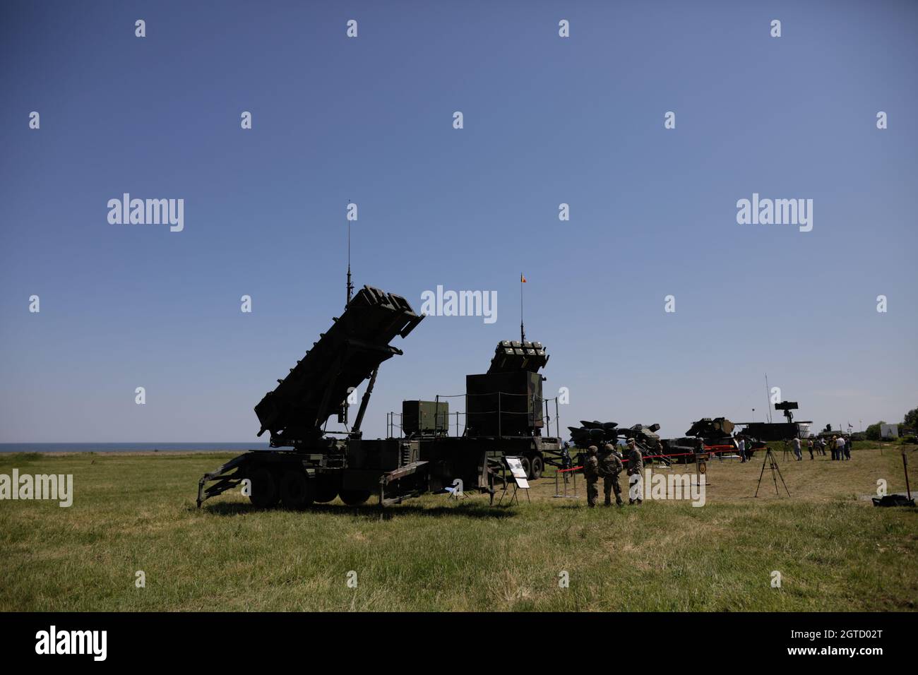 Capu Midia, Roumanie - 9 juin 2021 : le système de missiles sol-air Patriot de l'armée roumaine au Centre national d'entraînement pour la défense aérienne. Banque D'Images