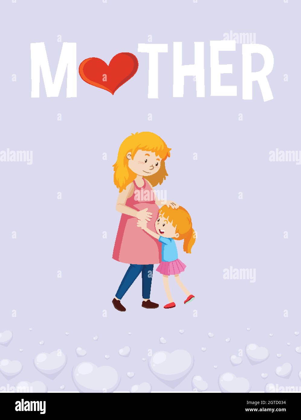 Joyeux motif poster fête des mères avec maman et enfant Illustration de Vecteur