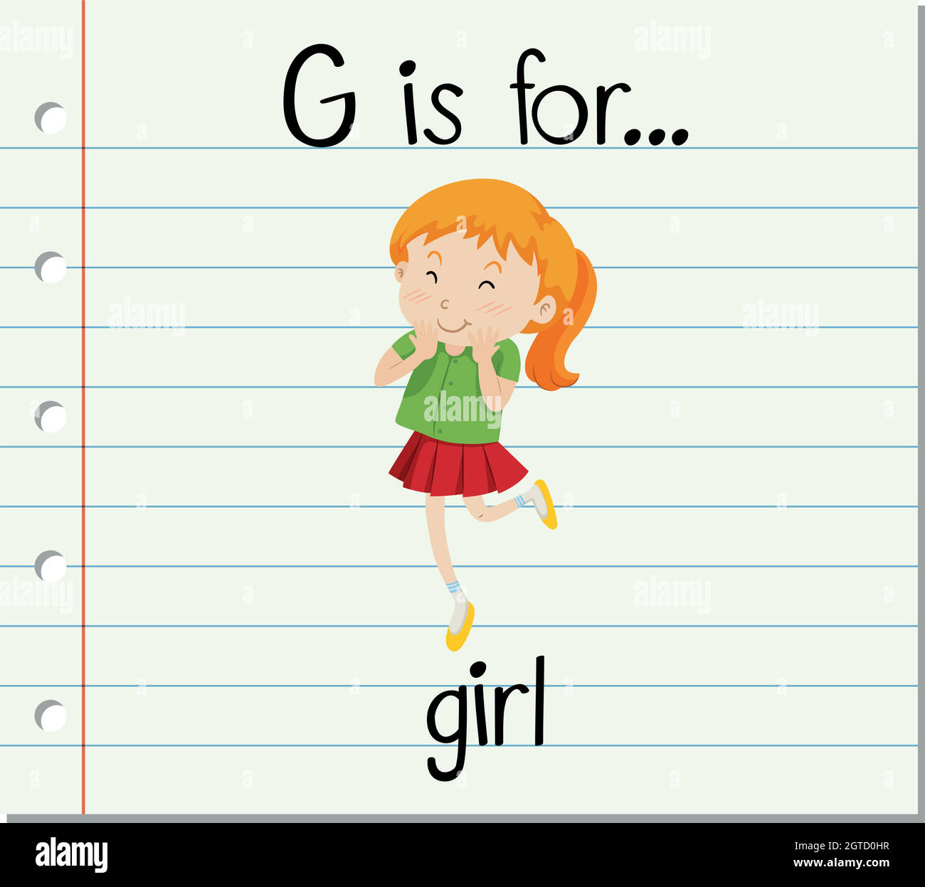 Flashcard lettre G est pour fille Illustration de Vecteur