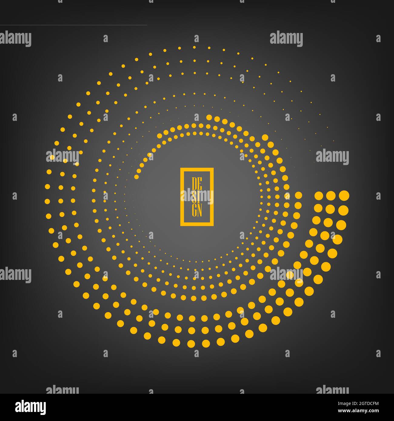 Points de demi-teinte concentriques arrondis jaunes. Art géométrique élément de design tendance pour cadre de bordure, logo rond de technologie, tatouage, signe, pages Web, imprime Illustration de Vecteur