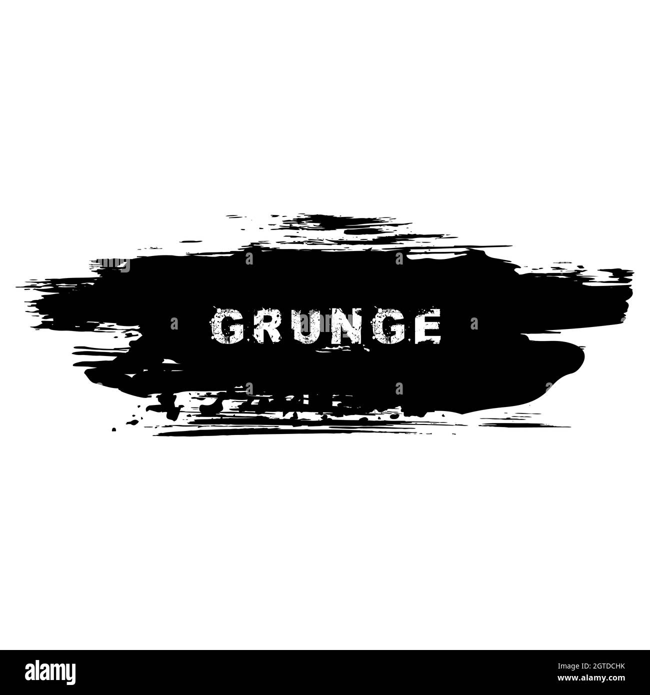 Bannière noire à motif de grunge. Texture du vecteur de détresse. Isolé. Forme tendance pour badges, emblèmes, cadres, étiquettes et timbres. Coups de pinceau Illustration de Vecteur