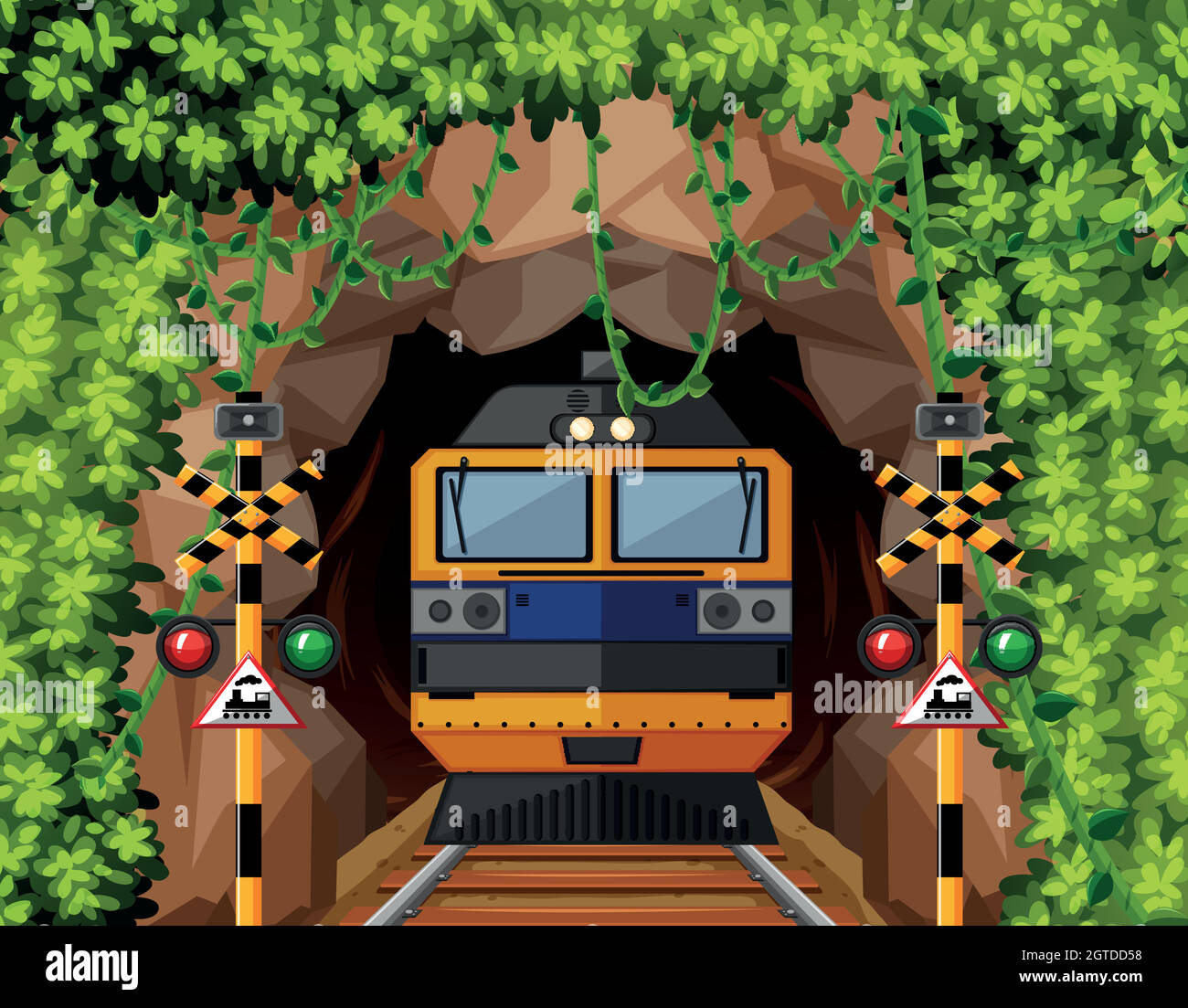 Un train au tunnel Illustration de Vecteur