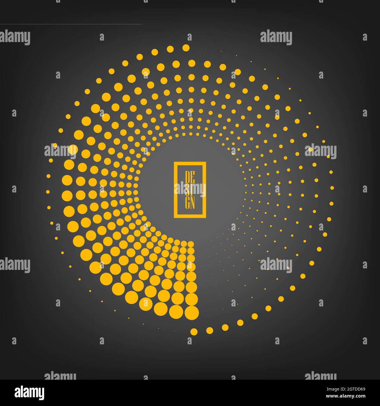 Bandes en pointillés de demi-teinte concentriques jaunes. Art géométrique élément de design tendance pour cadre de bordure, logo rond de technologie, tatouage, signe, pages Web Illustration de Vecteur