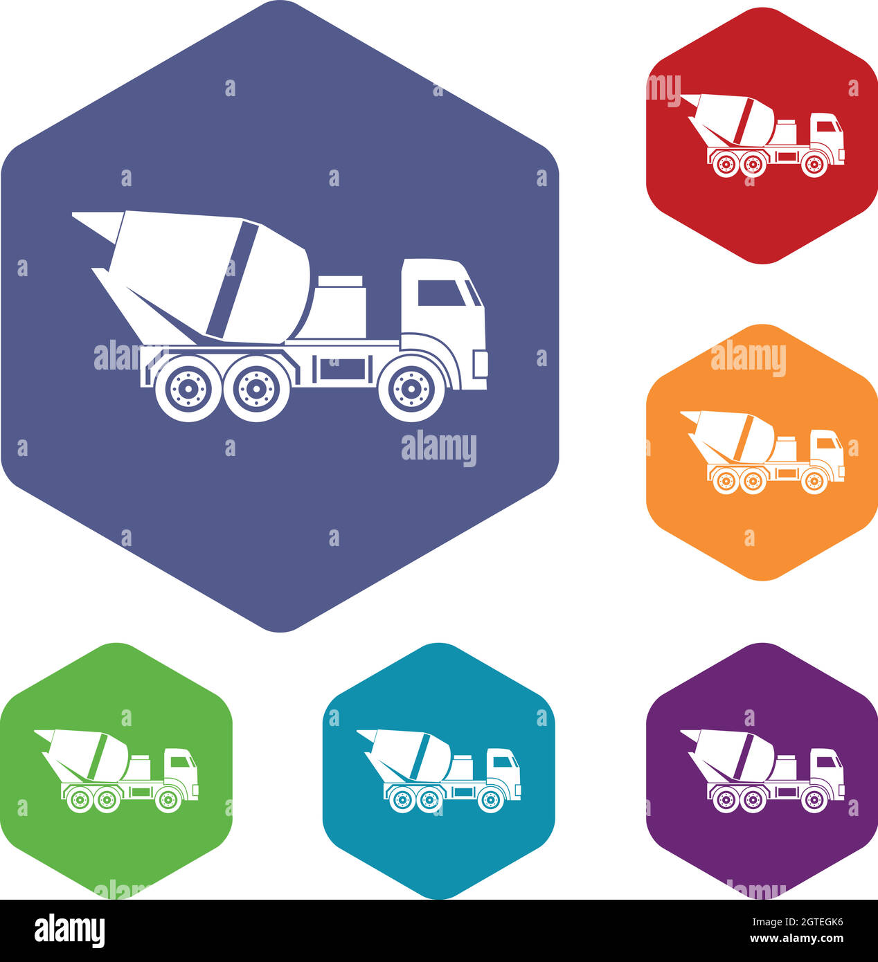 Mélangeur pour béton construction icons set Illustration de Vecteur