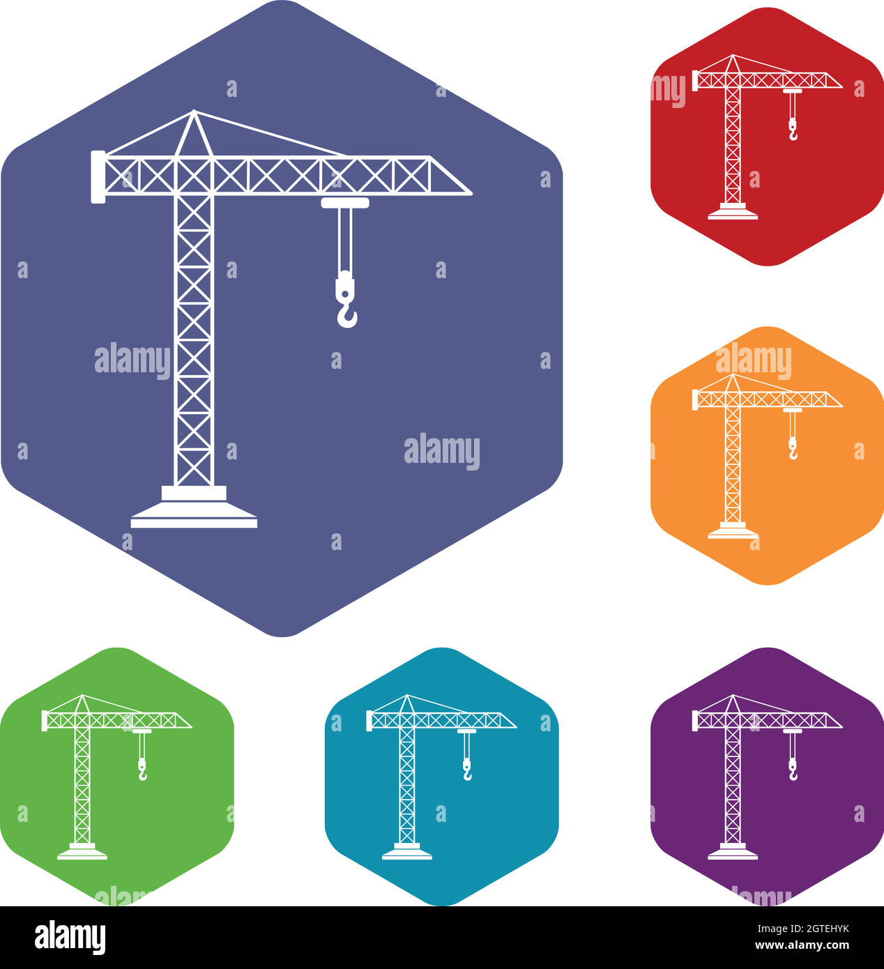 Grue de construction icons set Illustration de Vecteur