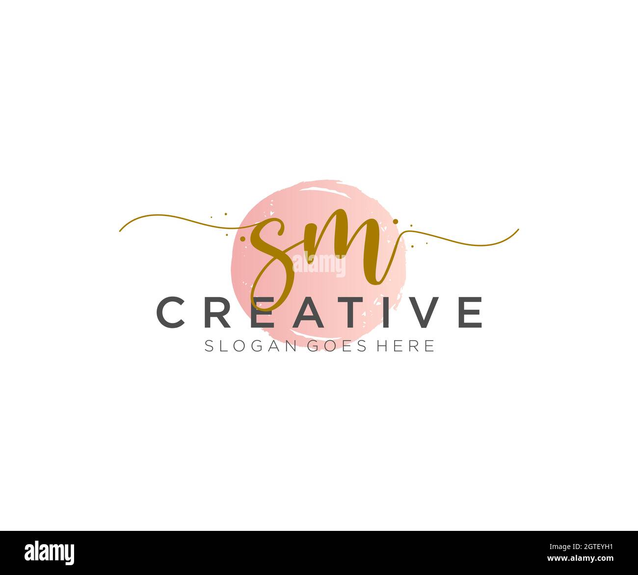 SM logo féminin beauté monogramme et élégant logo design, écriture logo de la signature initiale, mariage, mode, floral et botanique avec la création Illustration de Vecteur