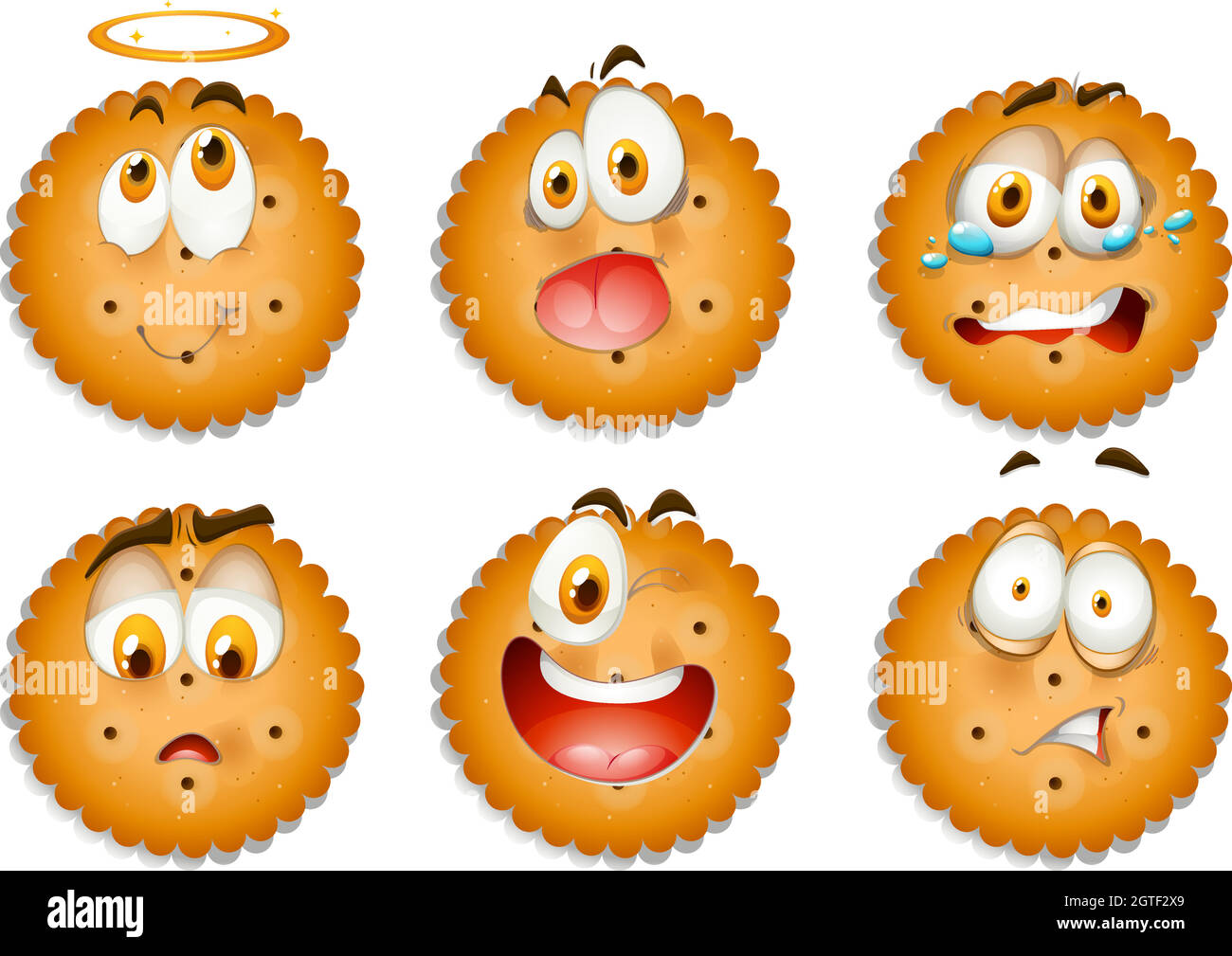 Biscuits avec expressions du visage Illustration de Vecteur