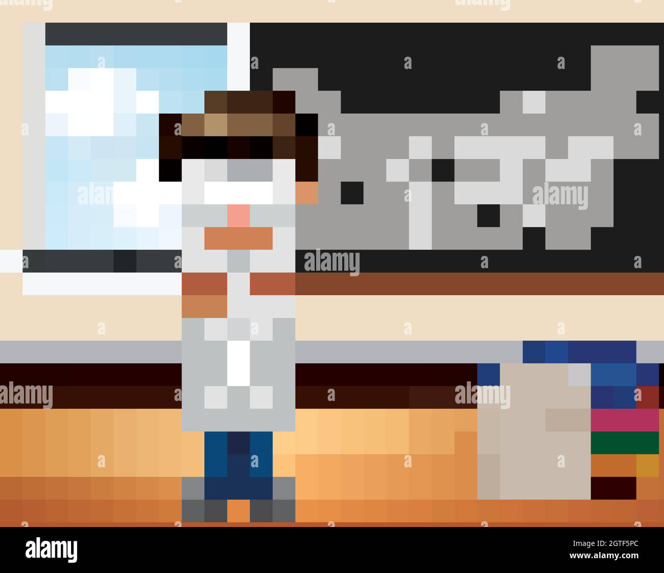 Homme scientifique debout en classe Illustration de Vecteur