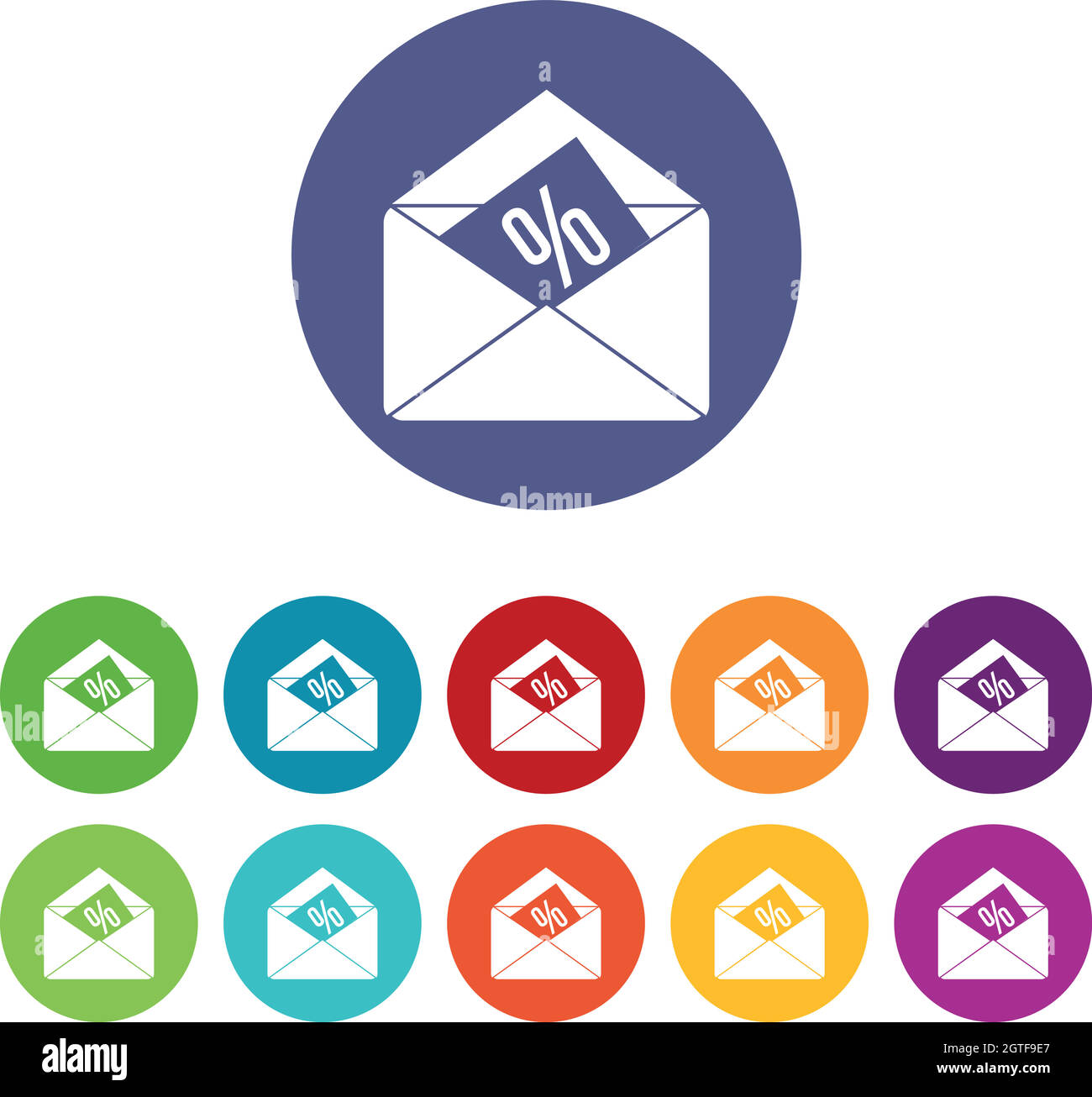 Enveloppe avec icônes de jeu de pourcentages Illustration de Vecteur