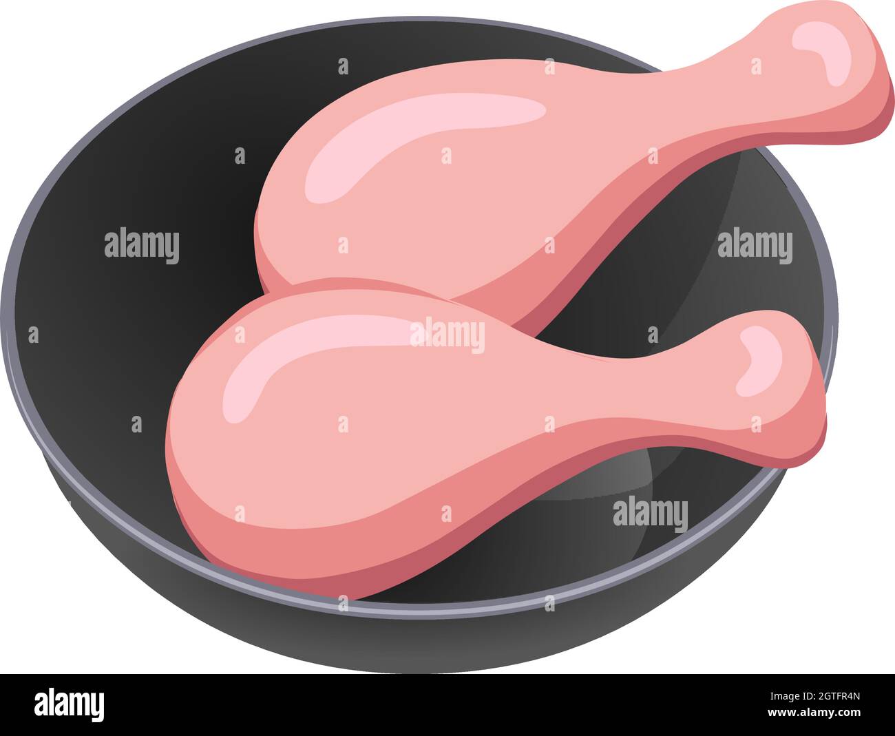 Illustration de deux morceaux de bâton de tambour de poulet cru disposés dans une table noire, image png, isolé. Illustration de Vecteur