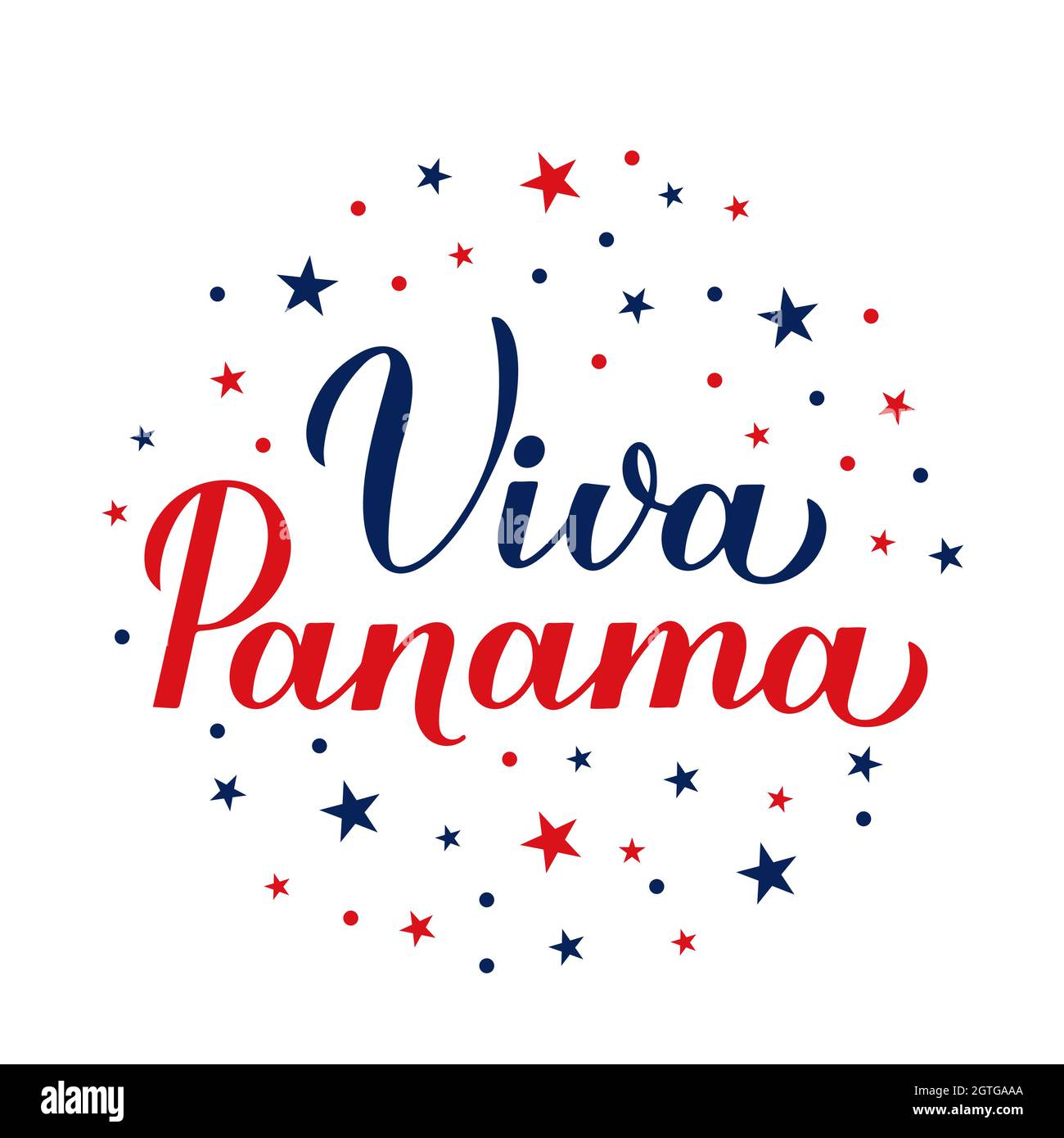 Viva Panama long Live Panama lettering en espagnol. Fête de l'indépendance panaméenne célébrée le 3 novembre. Modèle vectoriel pour affiche typographique, bannière Illustration de Vecteur
