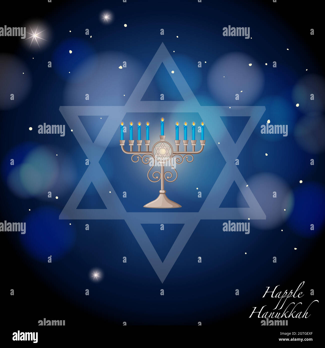 Hanukkah heureux avec le symbole et les lumières juifs Illustration de Vecteur