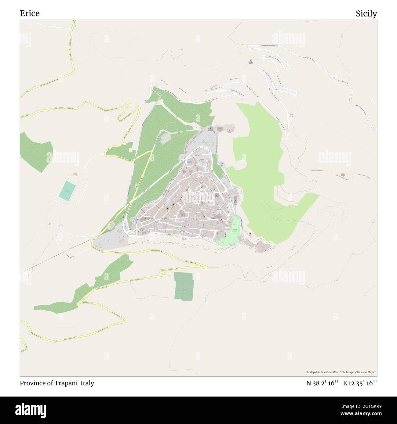 Erice, province de Trapani, Italie, Sicile, N 38 2' 16'', E 12 35' 16'', carte, carte intemporelle publiée en 2021.Les voyageurs, les explorateurs et les aventuriers comme Florence Nightingale, David Livingstone, Ernest Shackleton, Lewis et Clark et Sherlock Holmes se sont appuyés sur des cartes pour planifier leurs voyages dans les coins les plus reculés du monde. Timeless Maps dresse la carte de la plupart des sites du monde, montrant ainsi la réalisation de grands rêves Banque D'Images