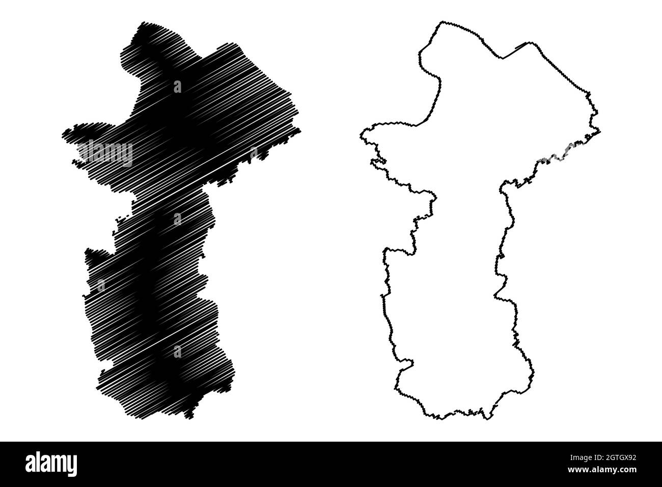District de Chandauli (État de l'Uttar Pradesh, République de l'Inde) carte illustration vectorielle, scribble esquisse carte de Chandauli Illustration de Vecteur