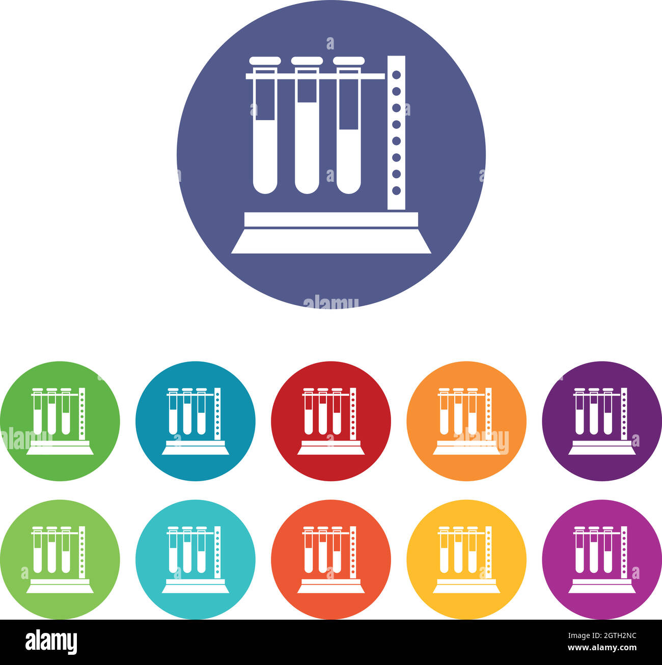 Icônes des tubes à essai médicaux dans le jeu de supports Illustration de Vecteur