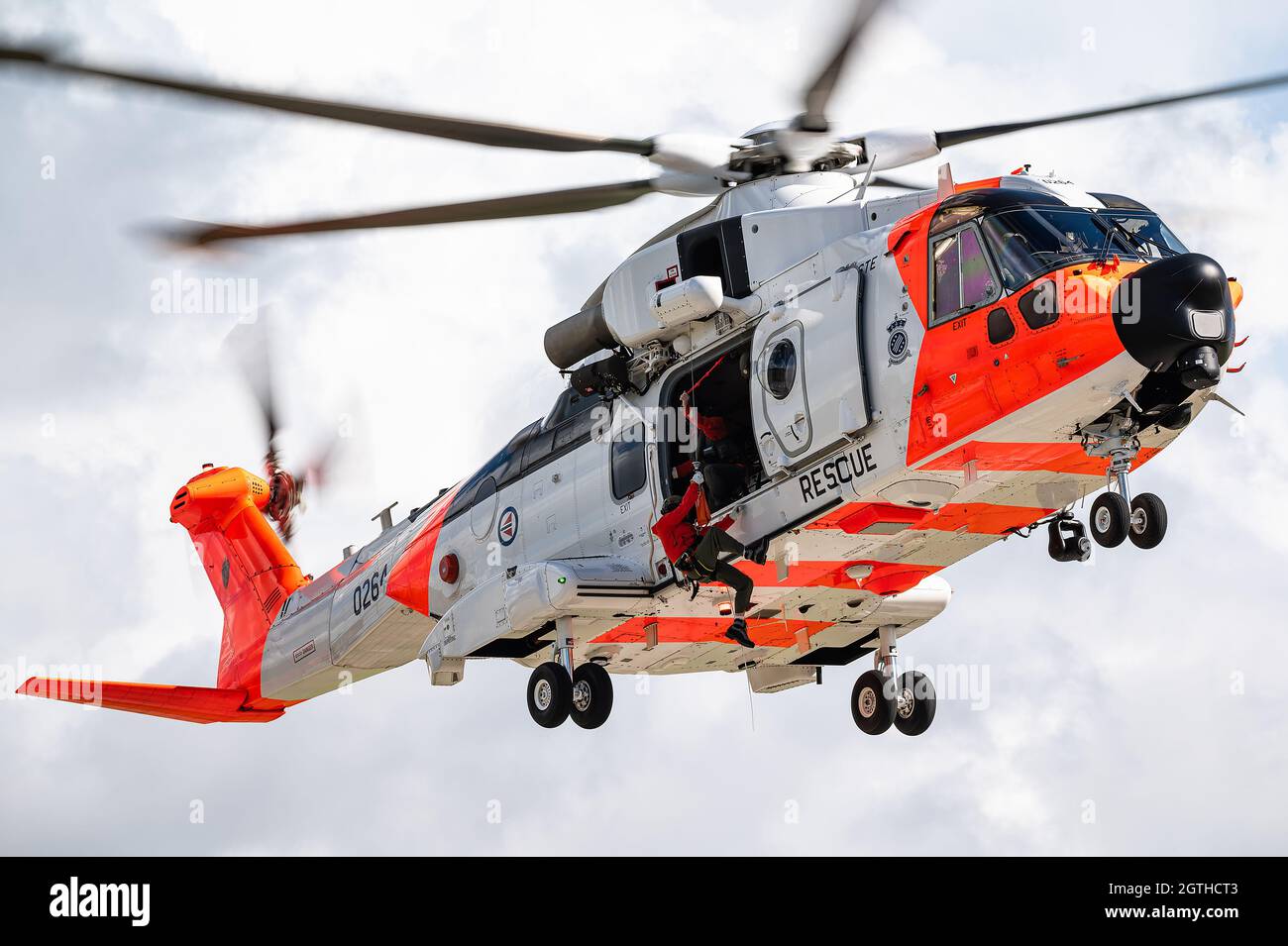 Un hélicoptère de recherche et de sauvetage AW101 AgustaWestland du Redningshelikoptertjenesten de la Royal Norwegian Air Force. Banque D'Images