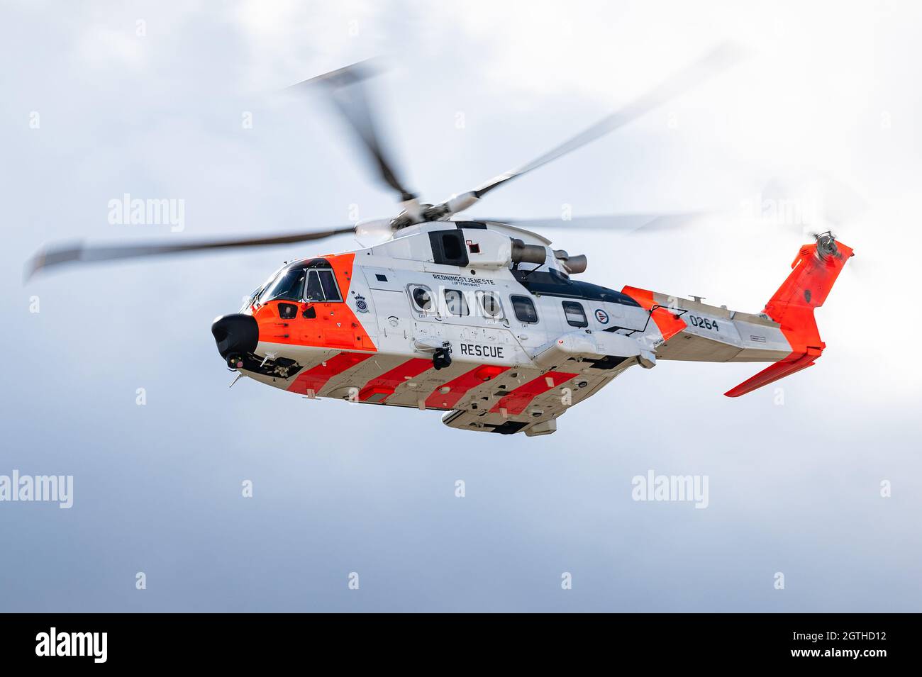 Un hélicoptère de recherche et de sauvetage AW101 AgustaWestland du Redningshelikoptertjenesten de la Royal Norwegian Air Force. Banque D'Images