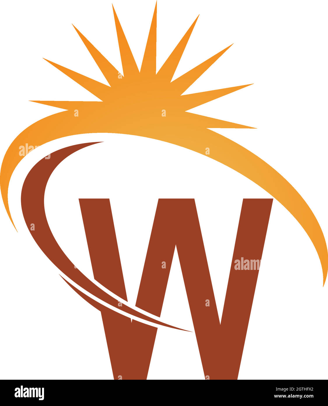 Illustration du modèle de conception de la lettre W avec logo d'icône de  rayon soleil Image Vectorielle Stock - Alamy