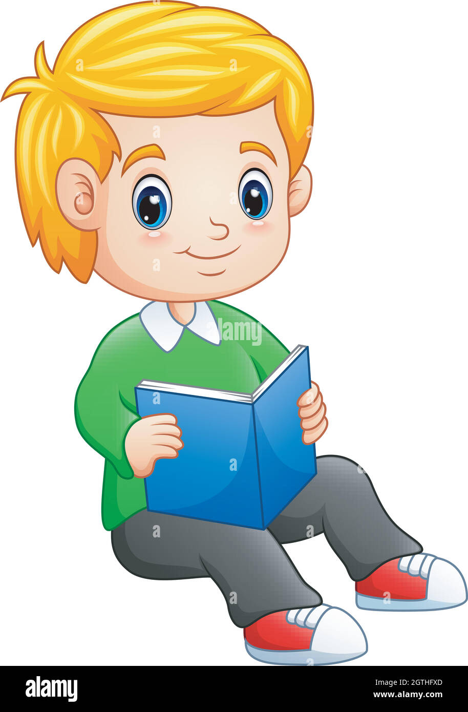 Little Boy reading a book Illustration de Vecteur