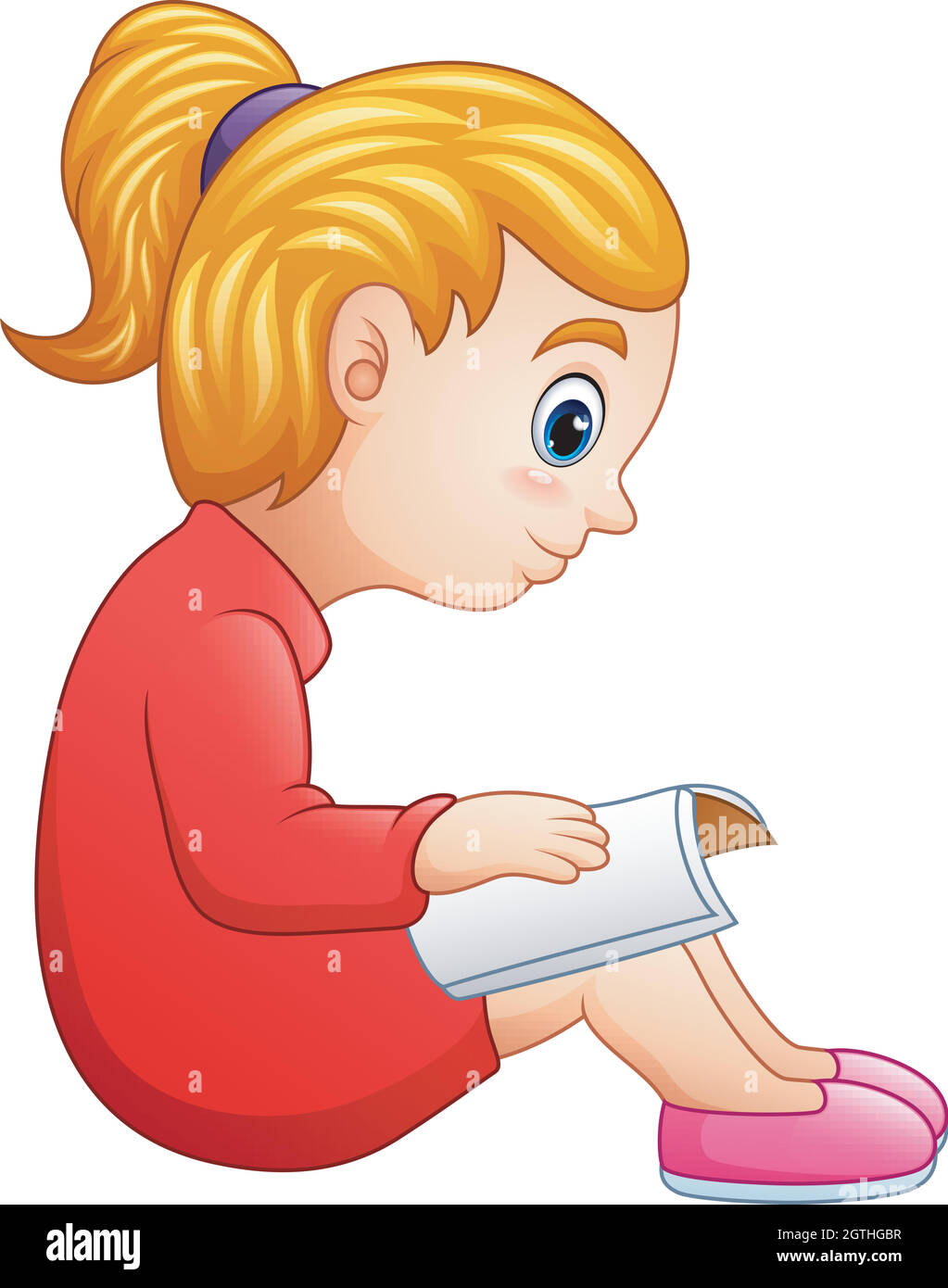 Little girl reading a book illustration Illustration de Vecteur