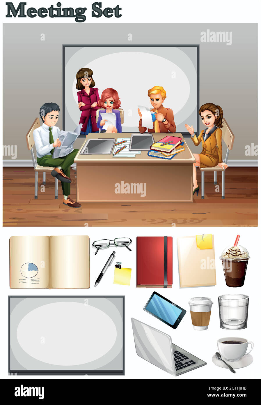 Réunion d'affaires avec des personnes dans la chambre Illustration de Vecteur