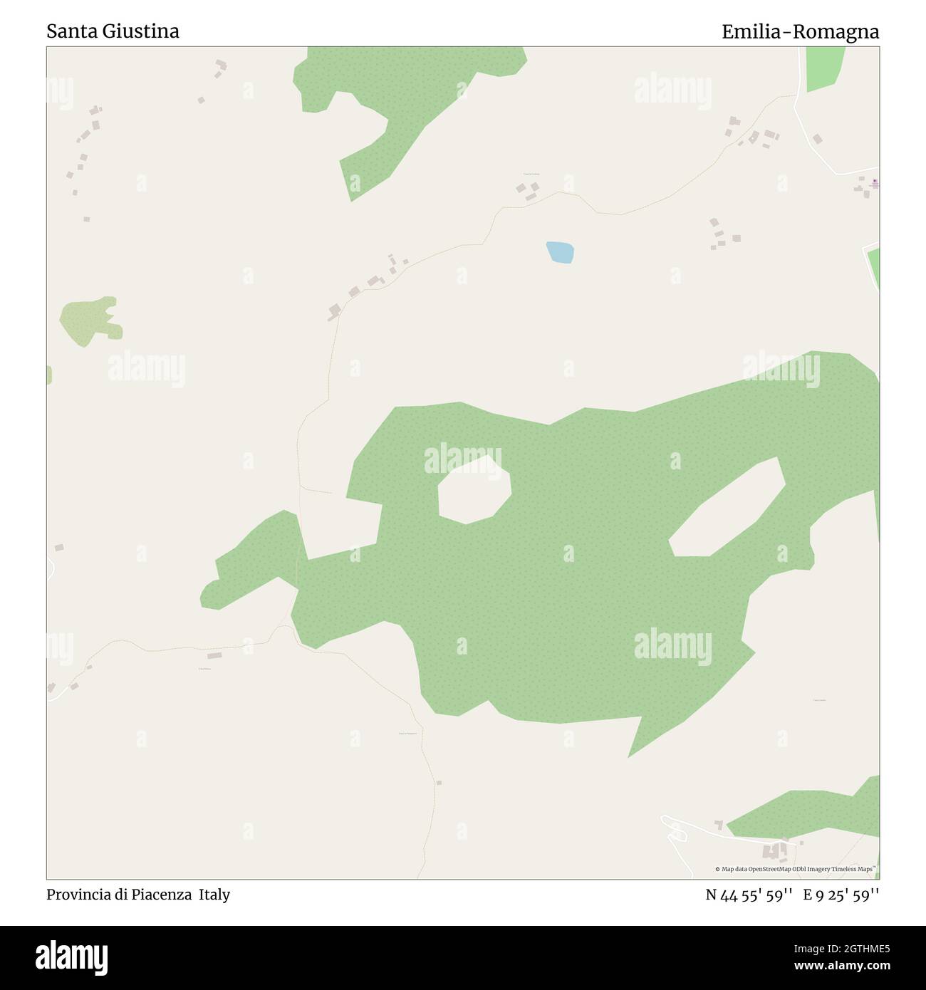 Santa Giustina, Provincia di Piacenza, Italie, Emilie-Romagne, N 44 55' 59'', E 9 25' 59'', carte, carte intemporelle publiée en 2021.Les voyageurs, les explorateurs et les aventuriers comme Florence Nightingale, David Livingstone, Ernest Shackleton, Lewis et Clark et Sherlock Holmes se sont appuyés sur des cartes pour planifier leurs voyages dans les coins les plus reculés du monde. Timeless Maps dresse la carte de la plupart des sites du monde, montrant ainsi la réalisation de grands rêves Banque D'Images