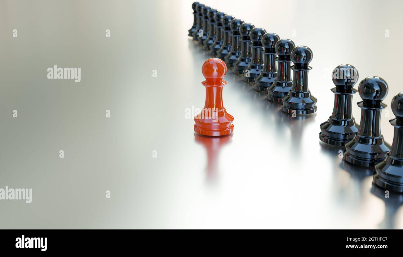 Jeu d'échecs rouge prendre une action de leader, rendu d'illustrations 3D Banque D'Images