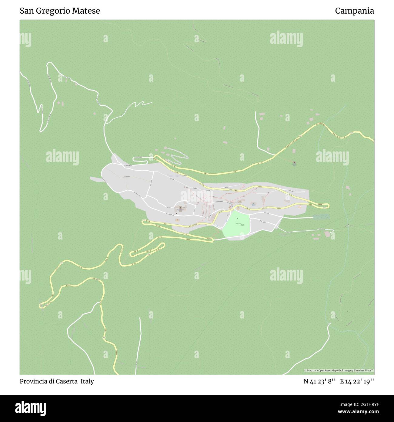 San Gregorio Matese, Provincia di Caserta, Italie, Campanie, N 41 23' 8'', E 14 22' 19'', carte, carte intemporelle publiée en 2021.Les voyageurs, les explorateurs et les aventuriers comme Florence Nightingale, David Livingstone, Ernest Shackleton, Lewis et Clark et Sherlock Holmes se sont appuyés sur des cartes pour planifier leurs voyages dans les coins les plus reculés du monde. Timeless Maps dresse la carte de la plupart des sites du monde, montrant ainsi la réalisation de grands rêves Banque D'Images