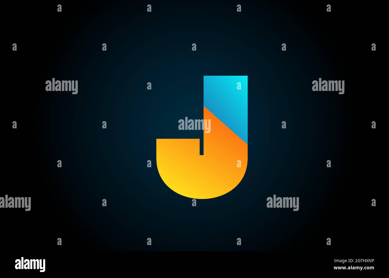 Lettre J jaune bleu icône logo pour l'entreprise et les entreprises. Gradient géométrique simple pour la conception d'entreprise Illustration de Vecteur