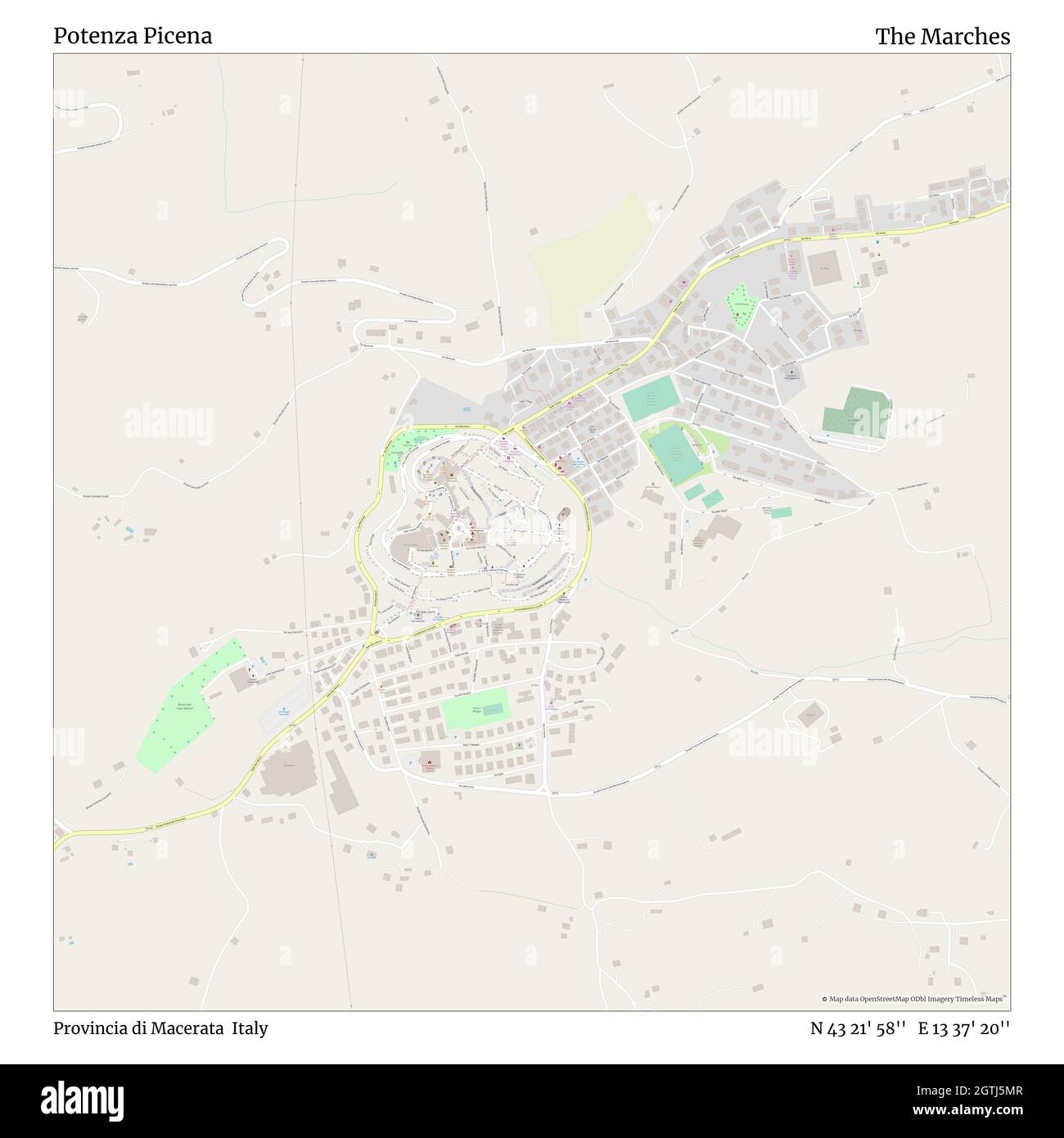 Potenza Picena, Provincia di Macerata, Italie, les Marches, N 43 21' 58'', E 13 37' 20'', carte, carte intemporelle publiée en 2021.Les voyageurs, les explorateurs et les aventuriers comme Florence Nightingale, David Livingstone, Ernest Shackleton, Lewis et Clark et Sherlock Holmes se sont appuyés sur des cartes pour planifier leurs voyages dans les coins les plus reculés du monde. Timeless Maps dresse la carte de la plupart des sites du monde, montrant ainsi la réalisation de grands rêves Banque D'Images