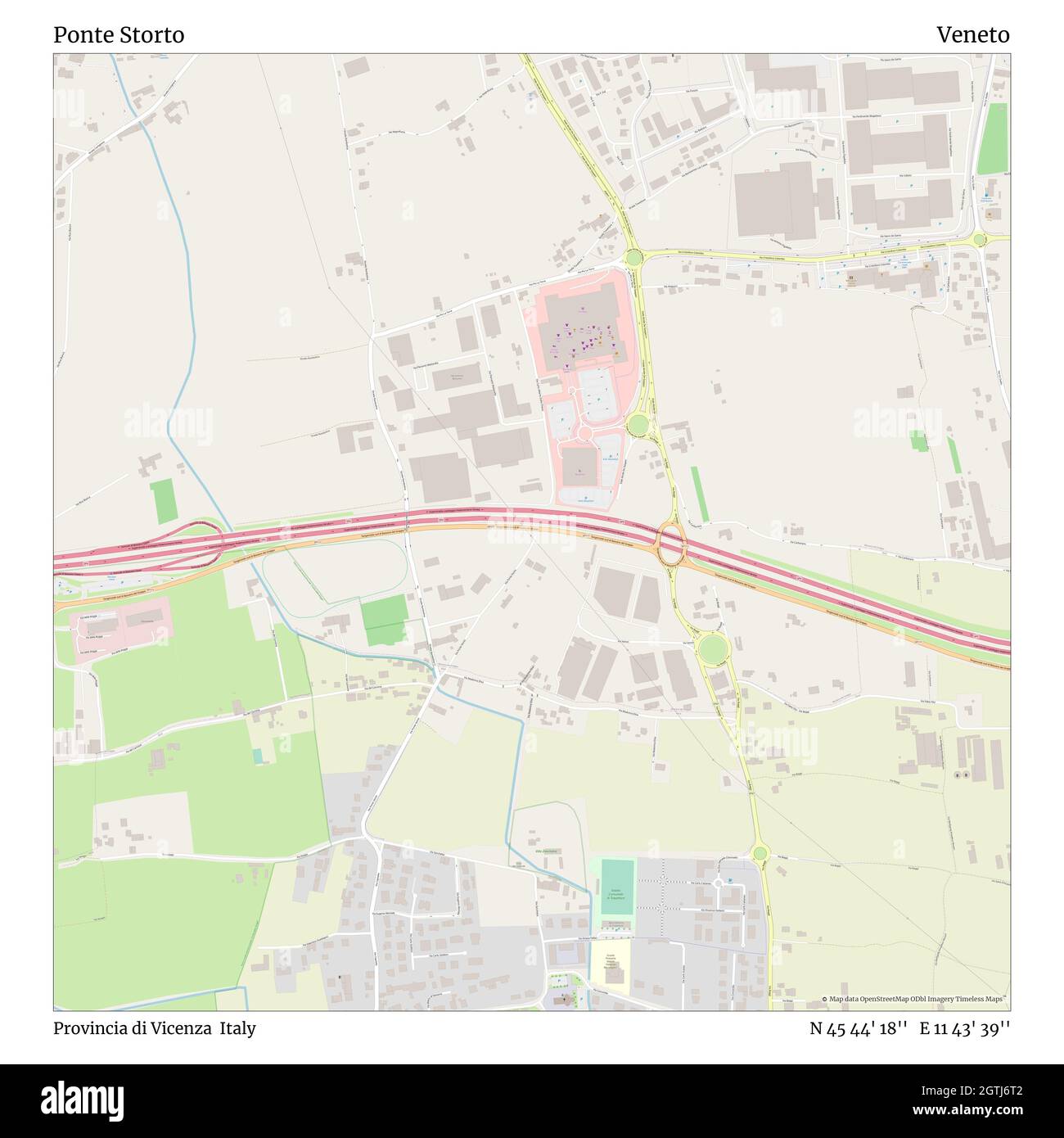 Ponte Storto, Provincia di Vicenza, Italie, Vénétie, N 45 44' 18'', E 11 43' 39'', carte, carte intemporelle publiée en 2021.Les voyageurs, les explorateurs et les aventuriers comme Florence Nightingale, David Livingstone, Ernest Shackleton, Lewis et Clark et Sherlock Holmes se sont appuyés sur des cartes pour planifier leurs voyages dans les coins les plus reculés du monde. Timeless Maps dresse la carte de la plupart des sites du monde, montrant ainsi la réalisation de grands rêves Banque D'Images